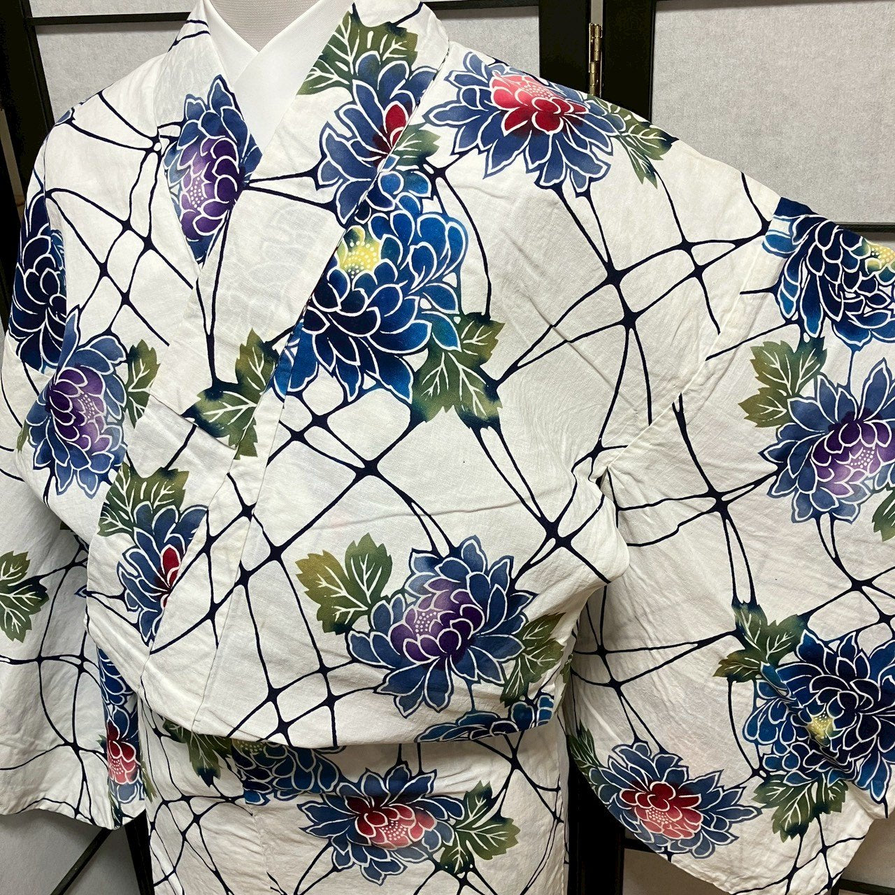 ［9143 ］浴衣 枝花文様 ぼかし ゆかた レディース リメイク 綿