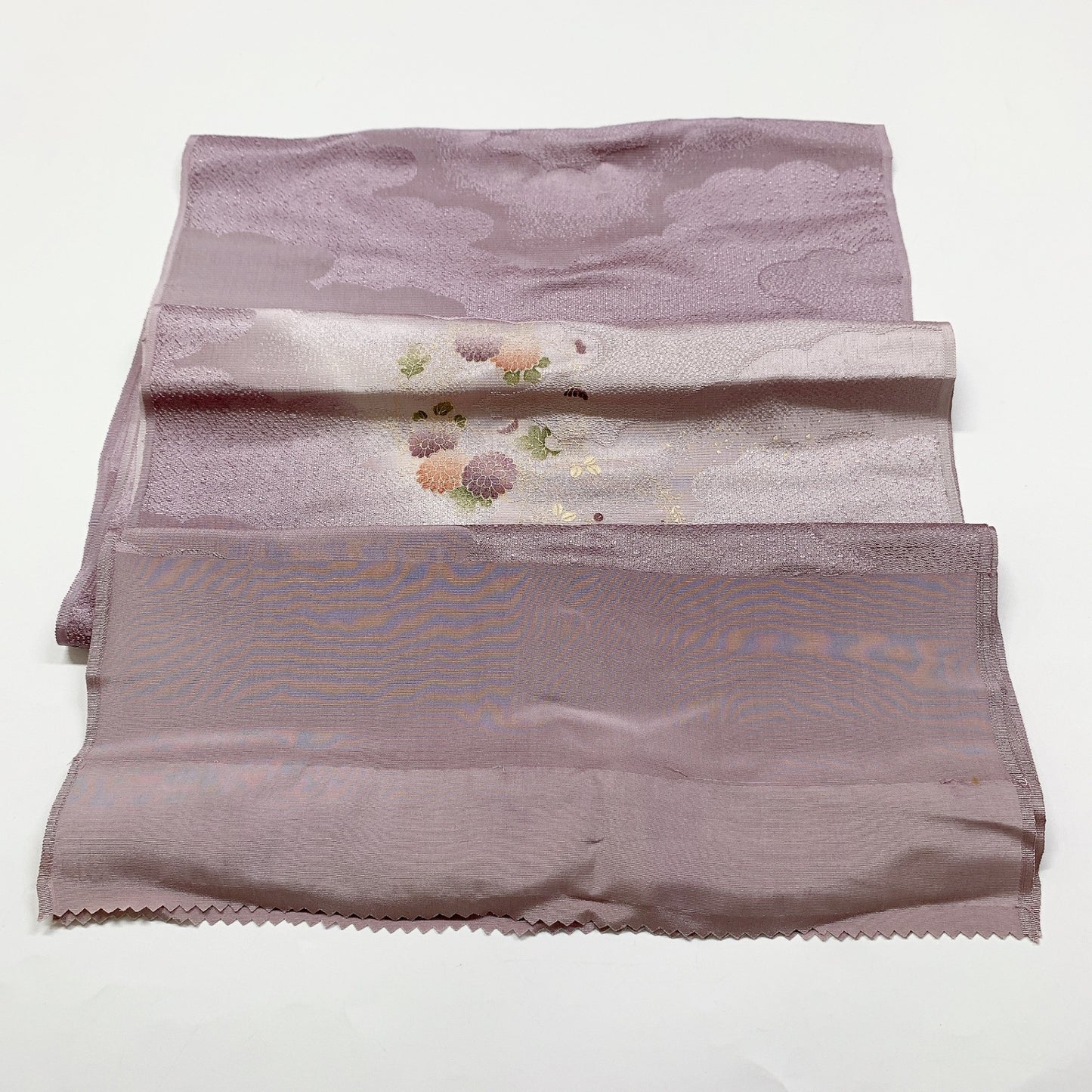 ［8694］帯締め 帯揚げ セット 雲取花丸文様 金彩 逸品 正絹 着物 帯絞め