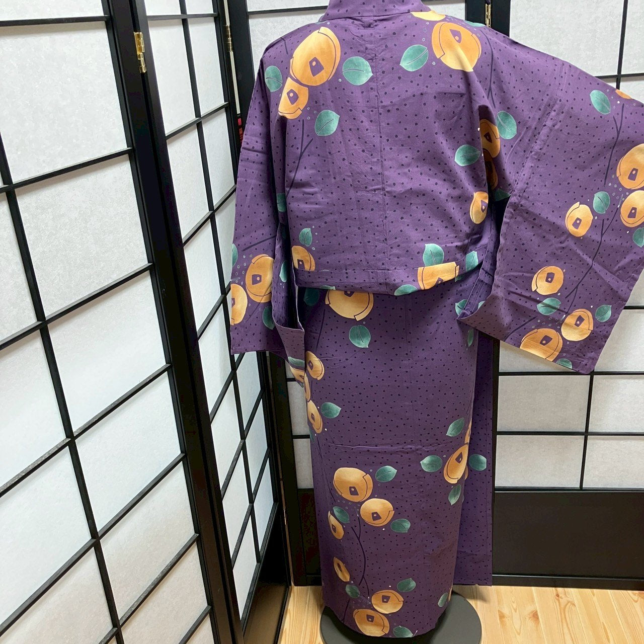 ［9168］浴衣 枝花文様 ゆかた レディース 綿 リメイク