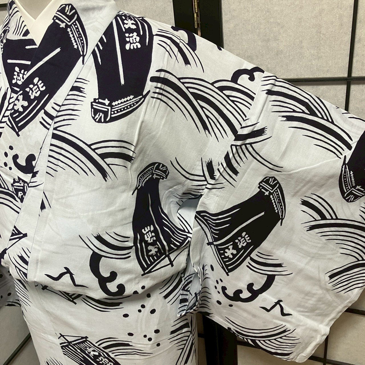 8763# Japanese Yukata Womens Vintage Fabric Cotton Robe Kimono Traditional