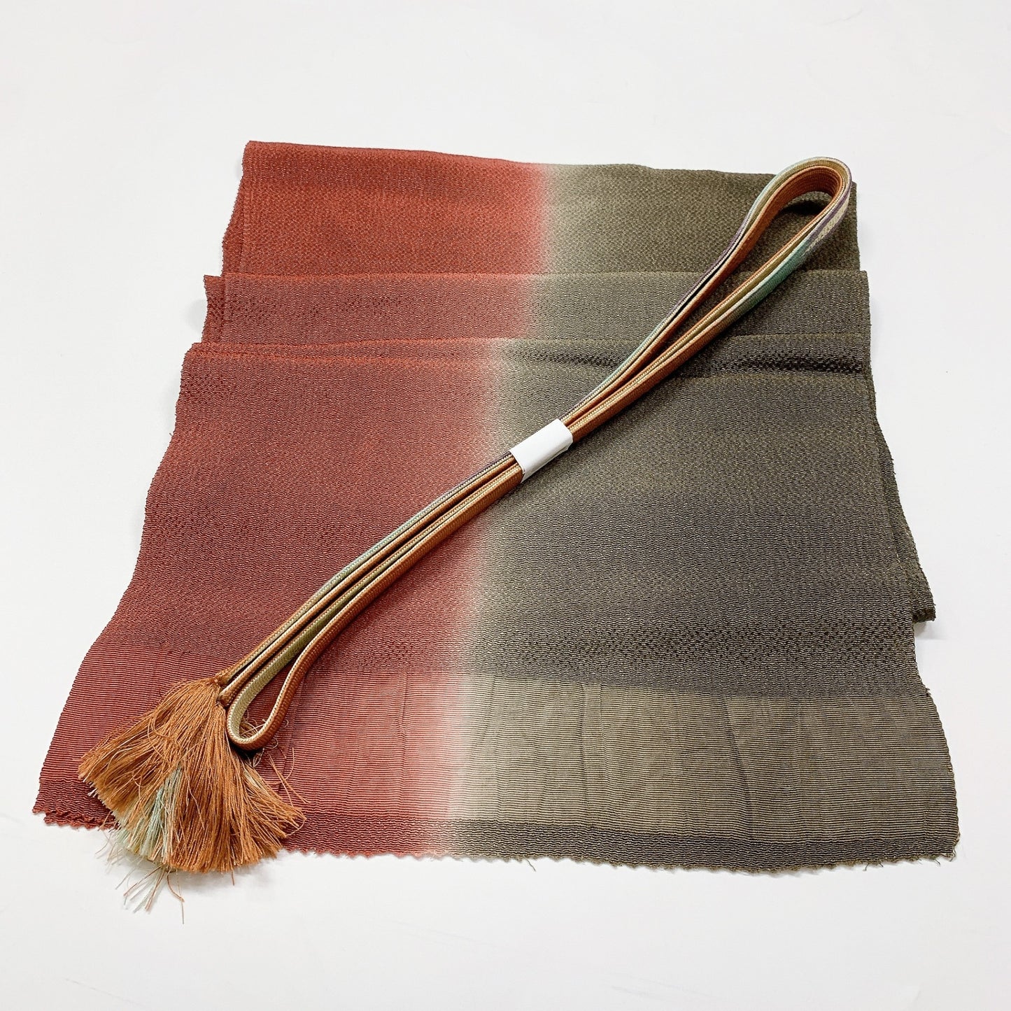 8056# Japanese Kimono Accessory Vintage Obiage and Obijime 2-piece Set Silk