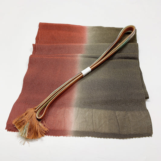 8056# Japanese Kimono Accessory Vintage Obiage and Obijime 2-piece Set Silk
