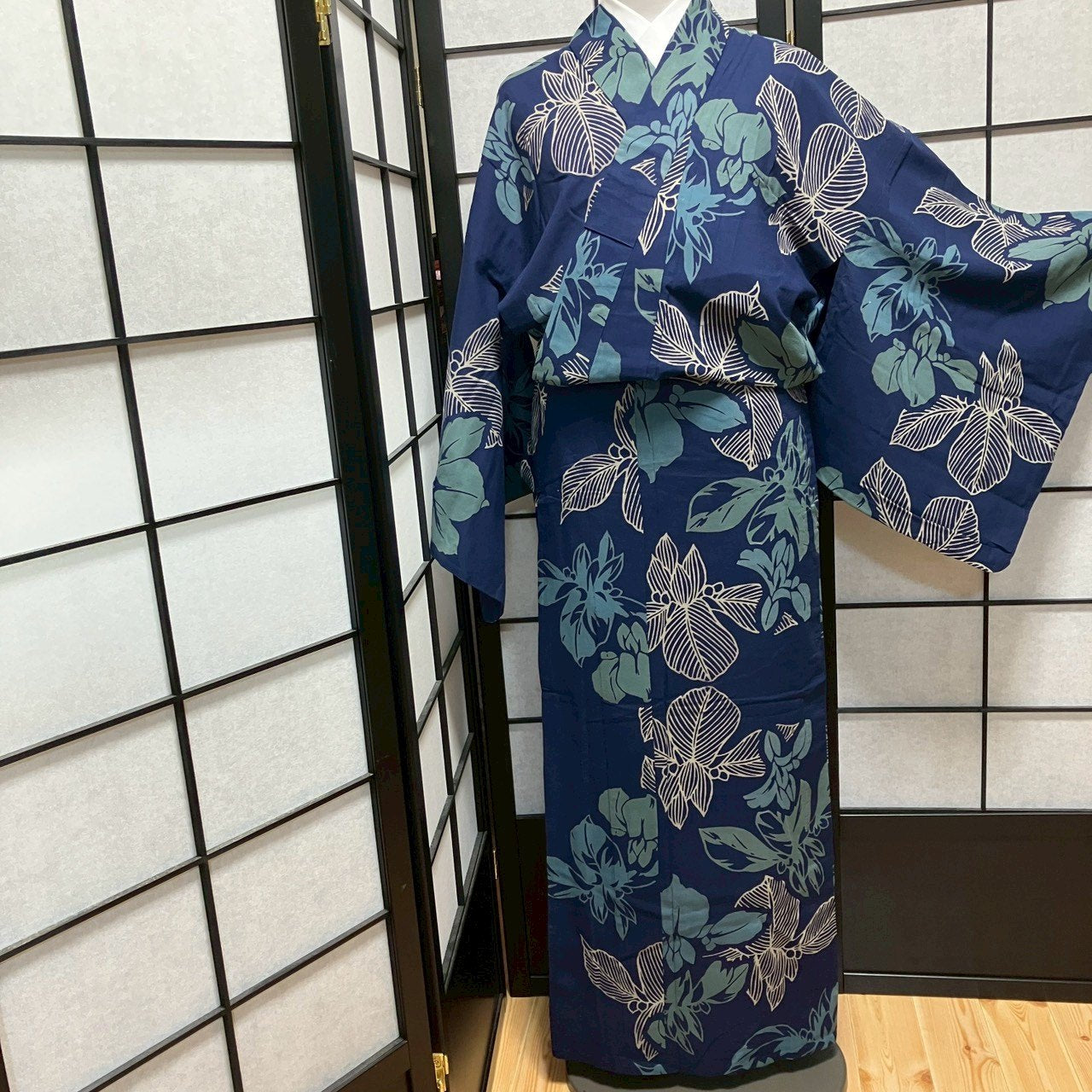 ［8778］浴衣 草花文様 綿 ゆかた レディース リメイク