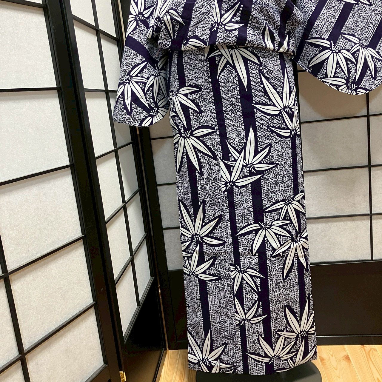 ［9146］浴衣 笹竹文様 ゆかた レディース リメイク 綿