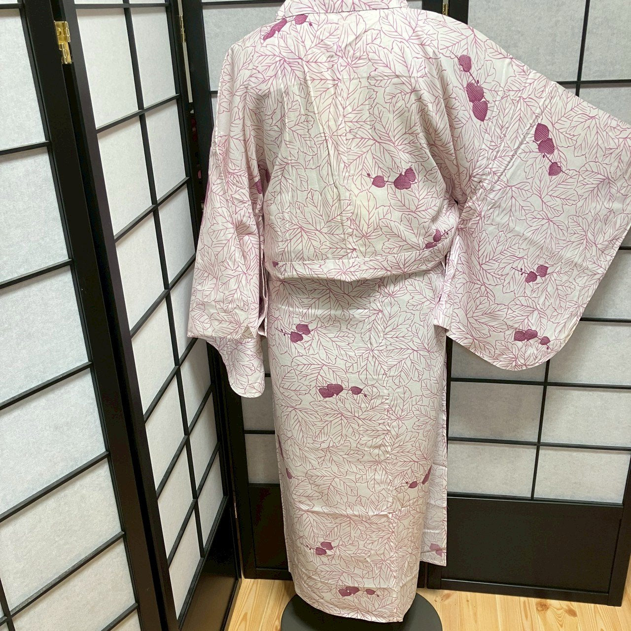 ［9092］浴衣 草葉文様 綿 レディース ゆかた リメイク
