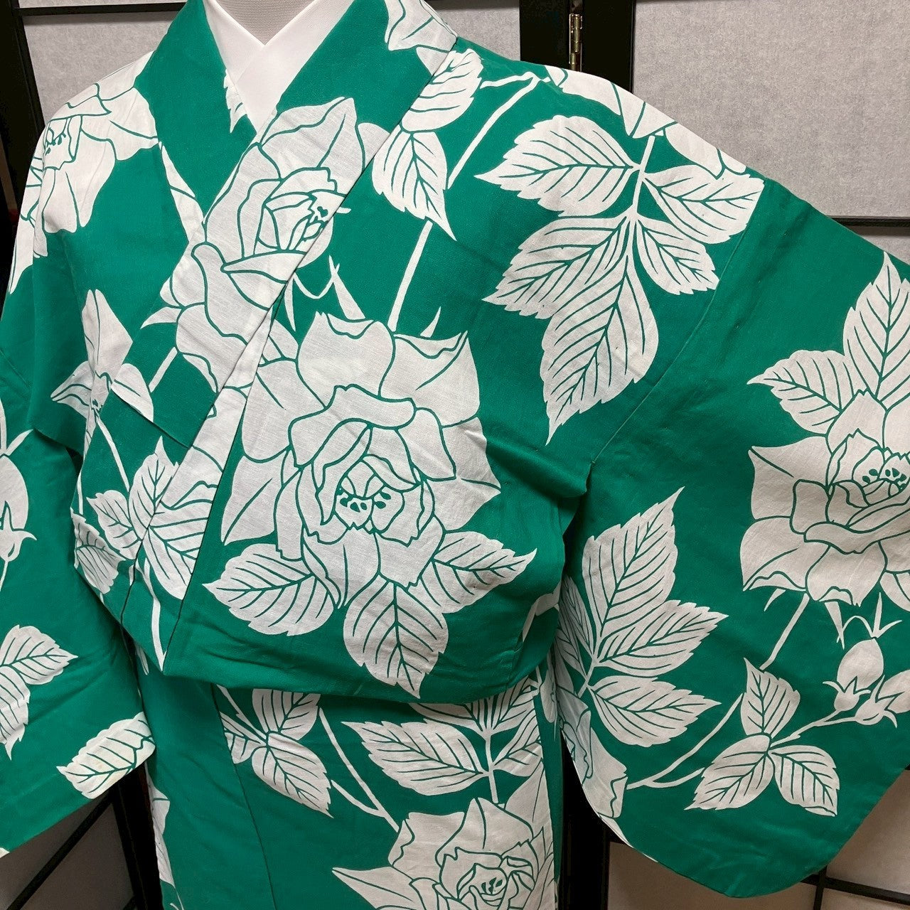 ［9449］浴衣 枝花文様 ゆかた レディース リメイク 綿