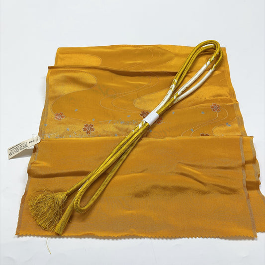 9768# Japanese Kimono Accessory Vintage Obiage and Obijime 2-piece Set Silk