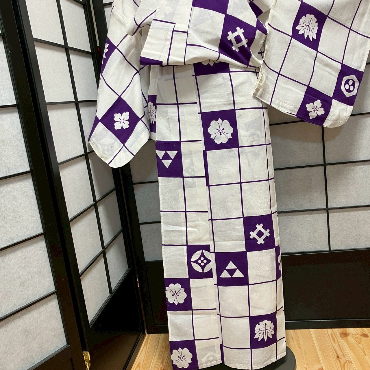 8750# Japanese Yukata Womens Vintage Fabric Cotton Robe Kimono Traditional