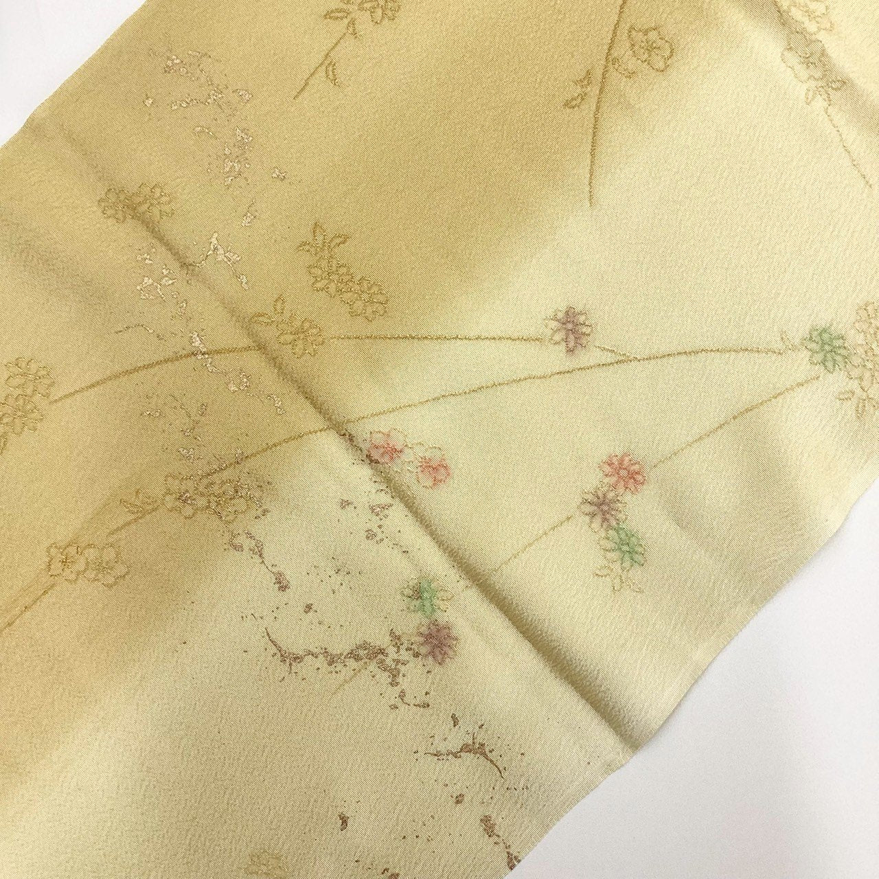 ［8574］帯締め 帯揚げ セット 枝花文様 ぼかし 金彩 正絹 着物 帯絞め