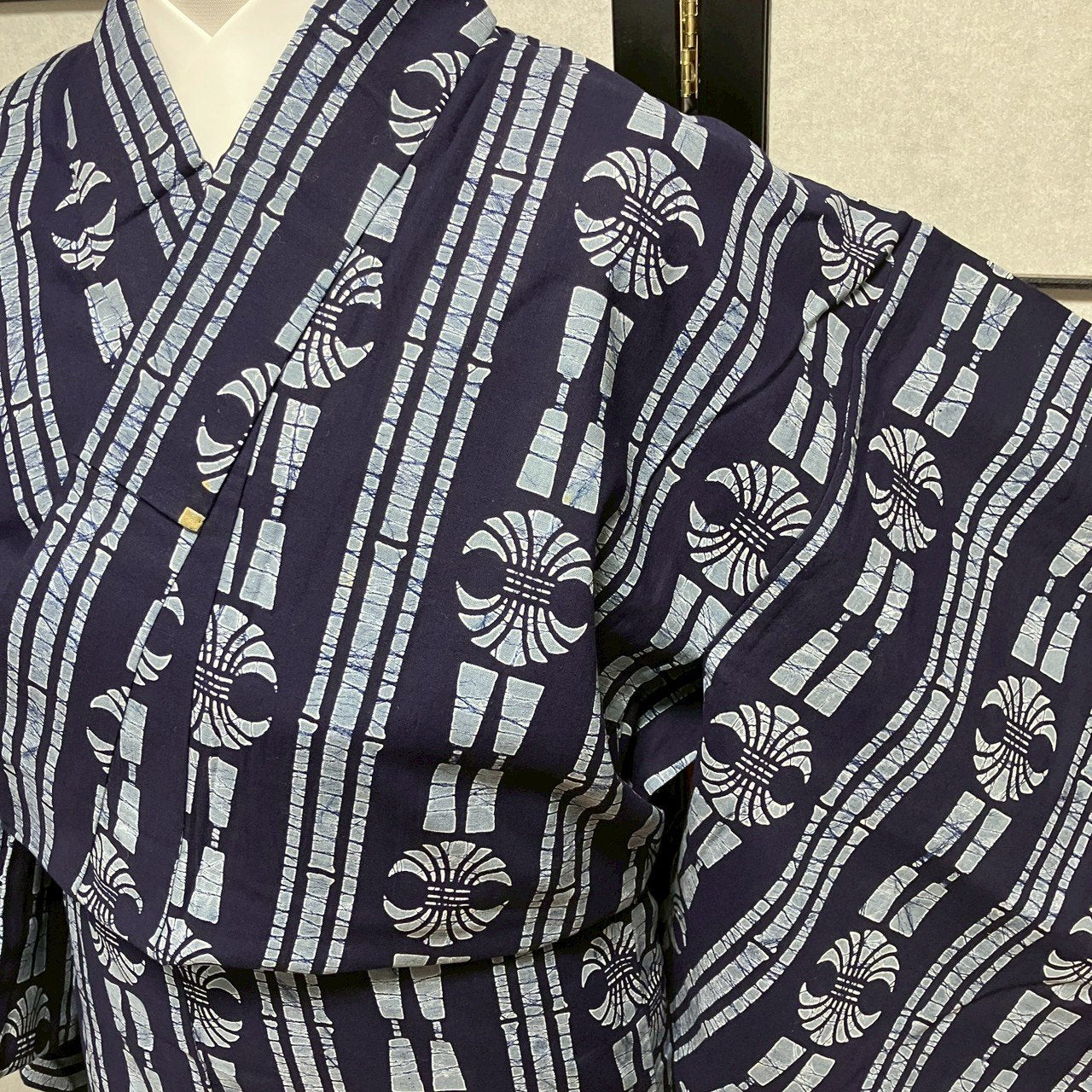 ［8782］浴衣 変わり縞文様 綿 ゆかた レディース リメイク