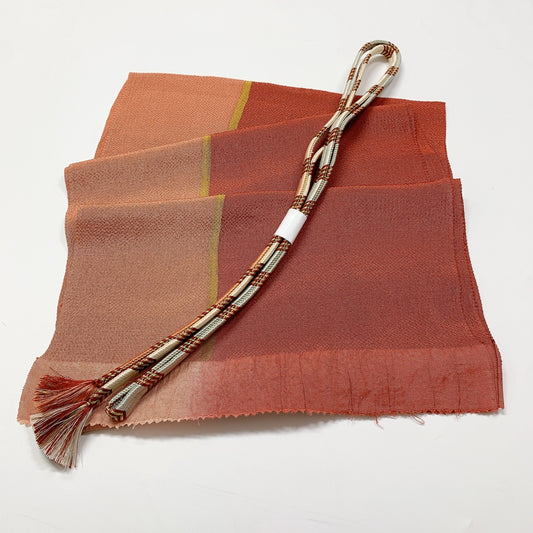 8055# Japanese Kimono Accessory Vintage Obiage and Obijime 2-piece Set Silk