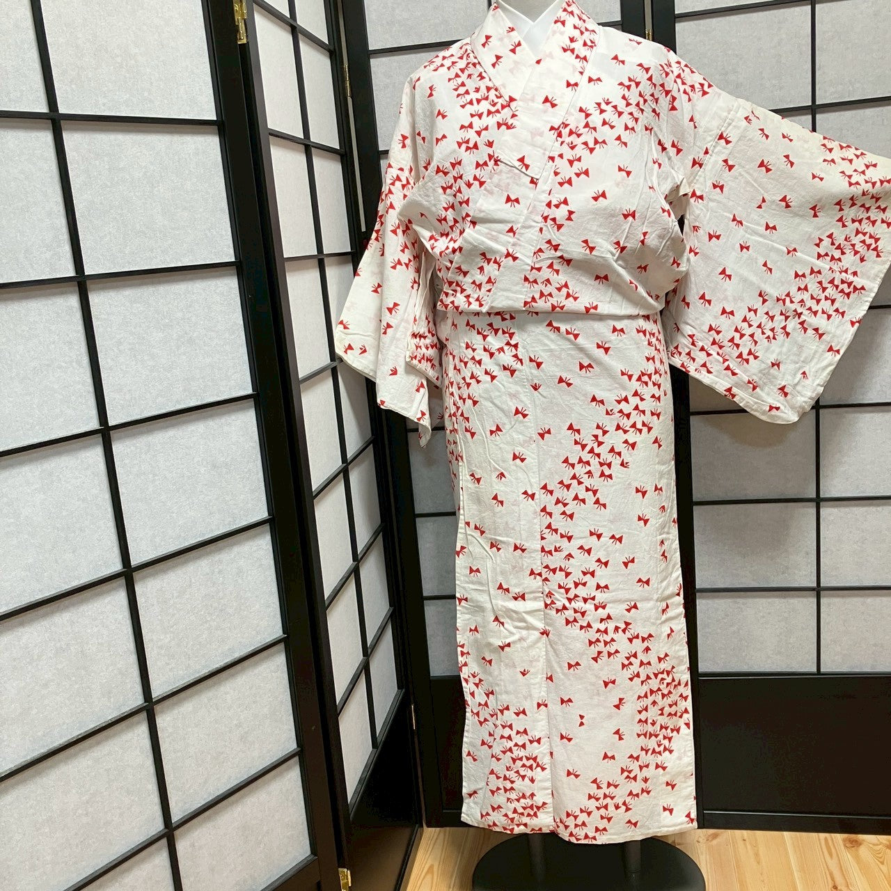 ［9093］浴衣 舞蝶文様 綿 レディース ゆかた リメイク