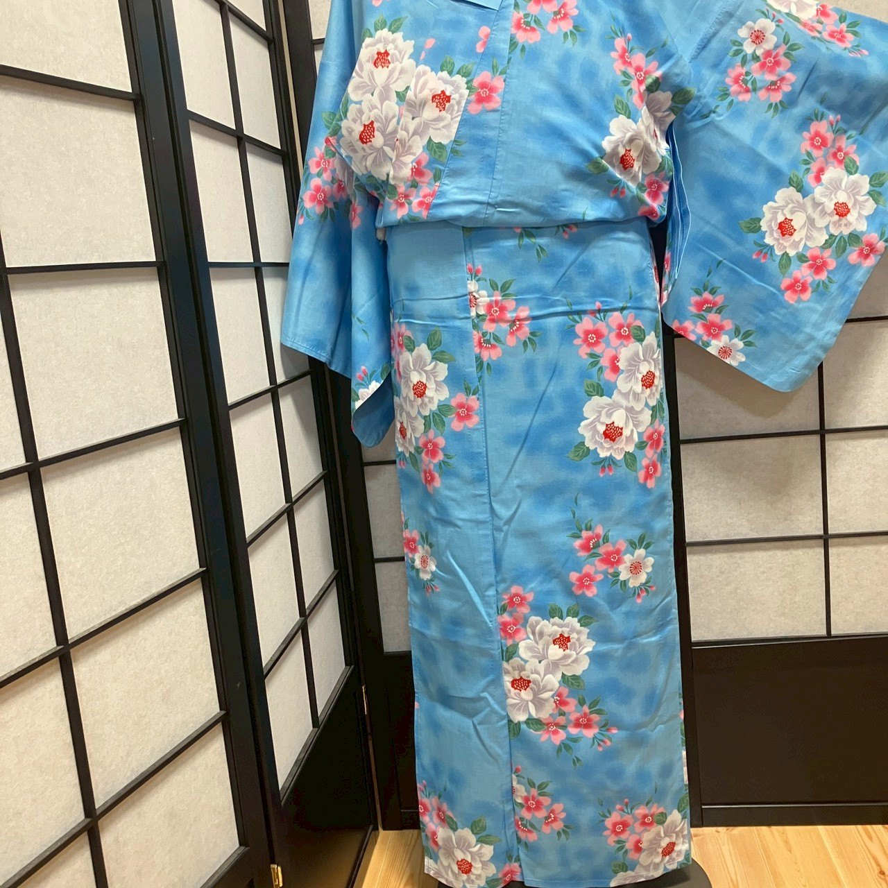 ［9126］浴衣 美品 枝花文様 逸品 ゆかた レディース リメイク 綿