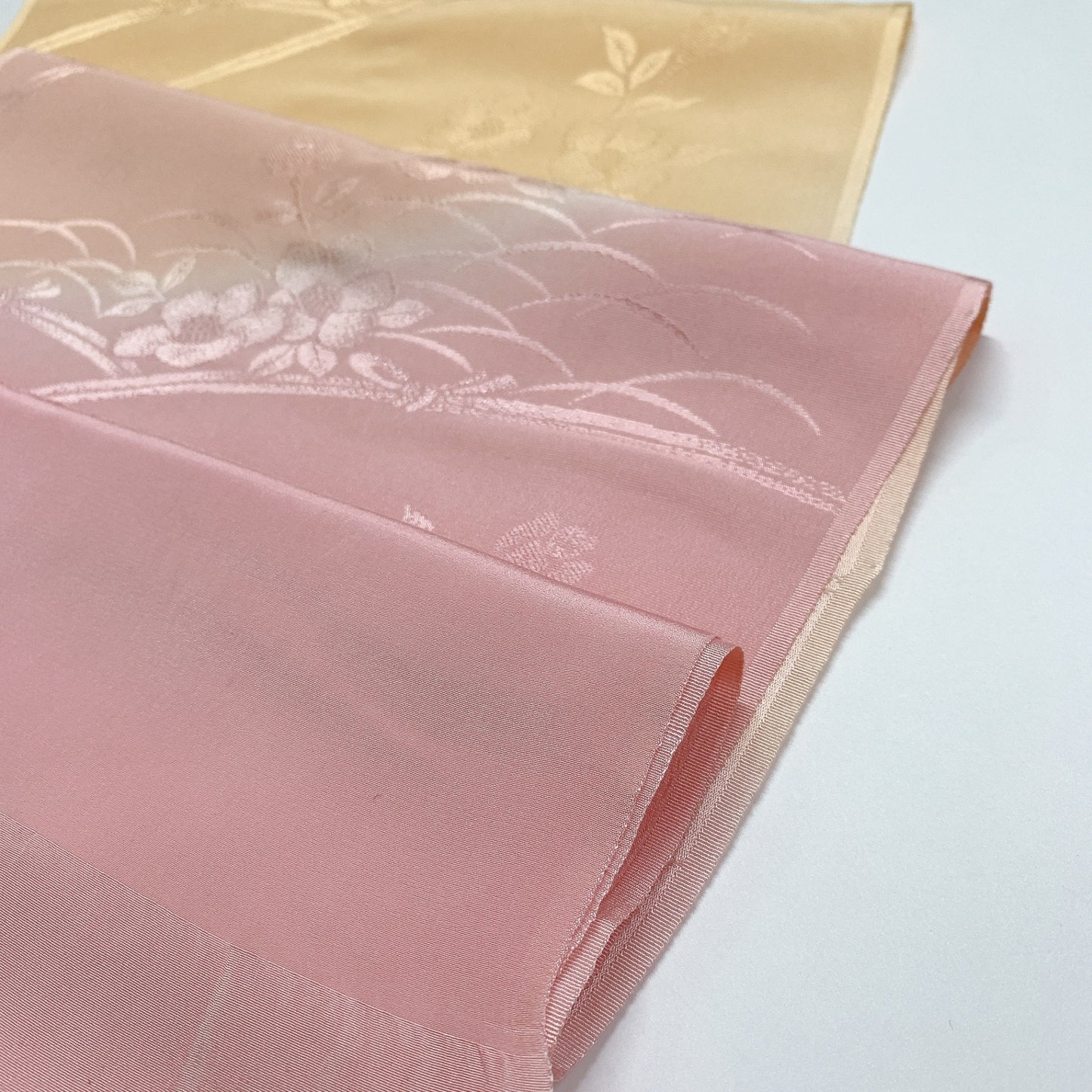 ［8375］帯締め 帯揚げ セット 草花文様 ぼかし 金糸 正絹 着物 帯絞め