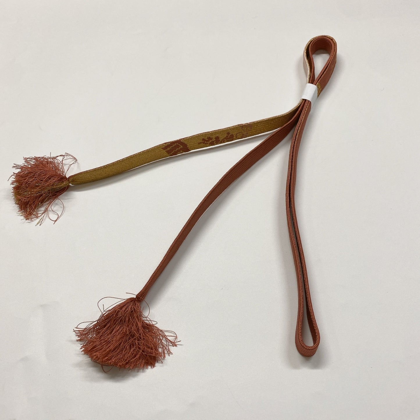 ［8336］帯締め 帯揚げ セット 草花立波文様 金彩 正絹 着物 帯絞め