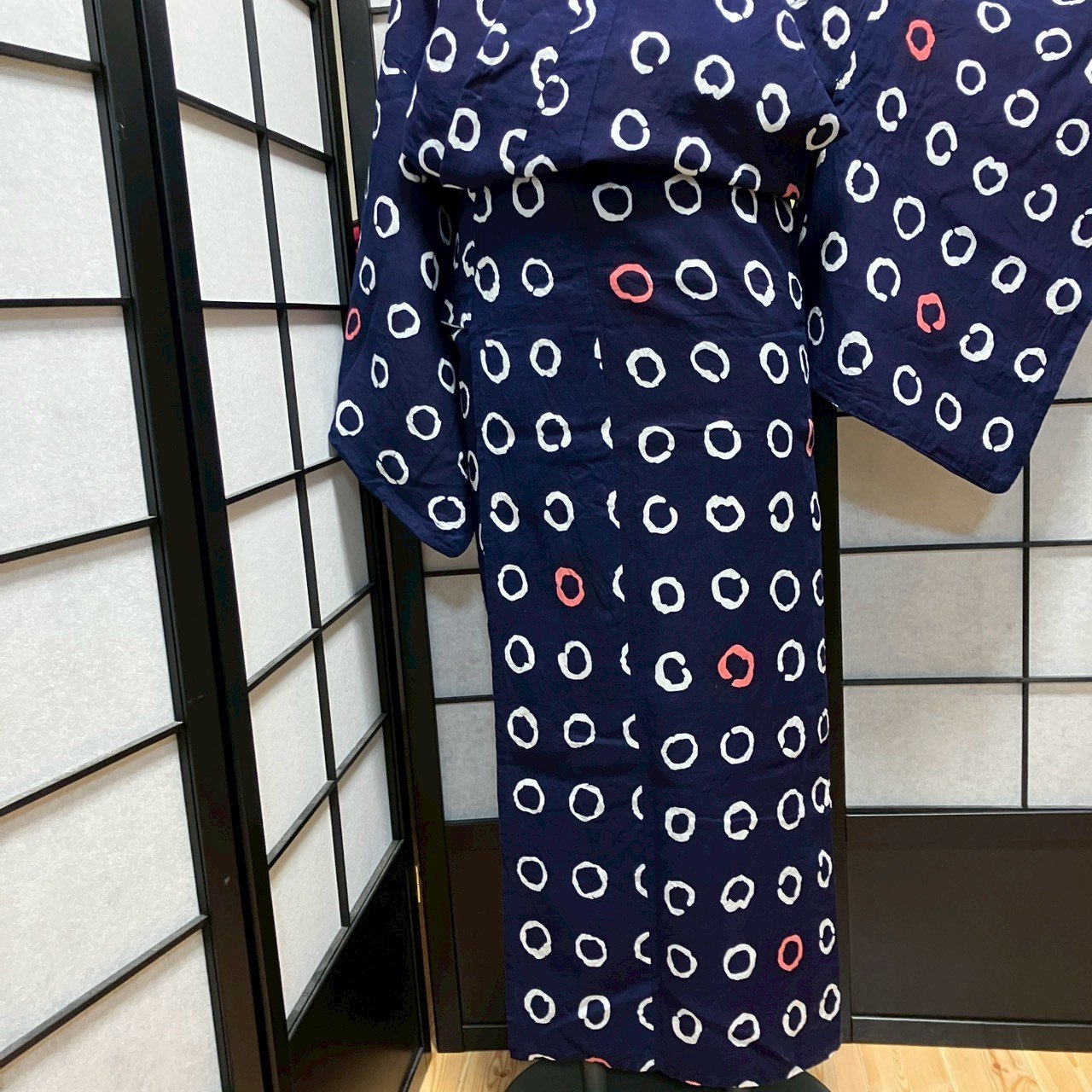 ［9425］浴衣 丸文様 ゆかた レディース リメイク 綿