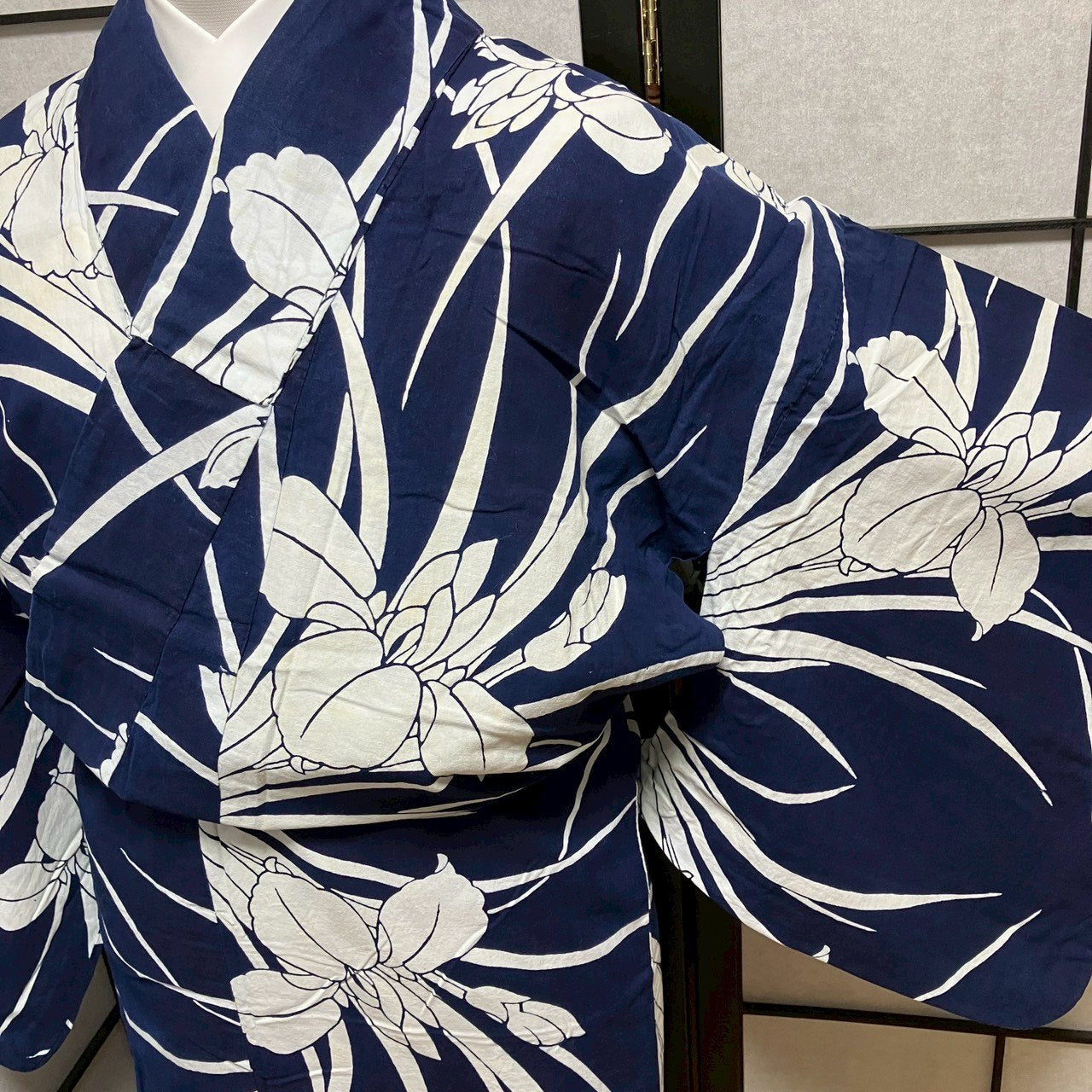 ［9440］浴衣 菖蒲文様 綿 レディース リメイク ゆかた