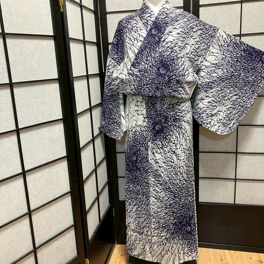 9478# Japanese Yukata Womens Vintage Fabric Cotton Robe Kimono Traditional