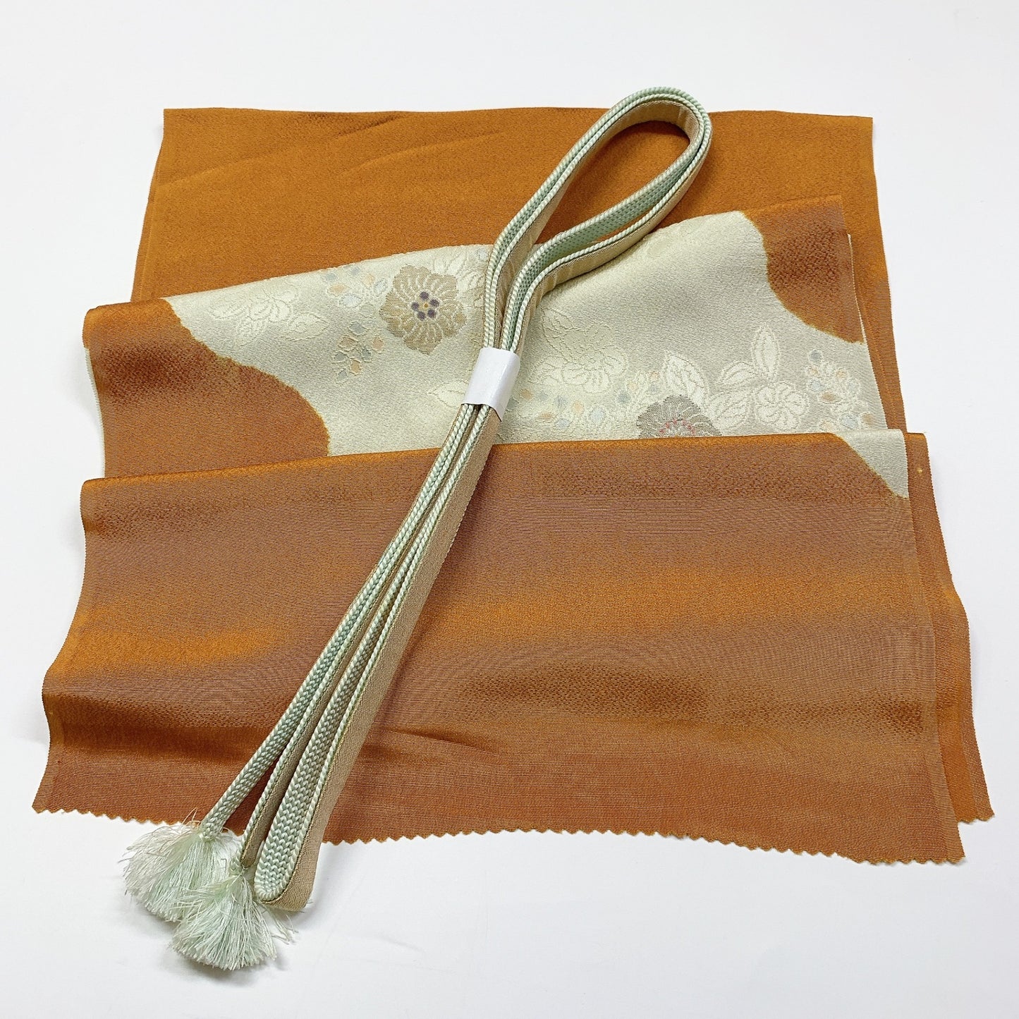 8389# Japanese Kimono Accessory Vintage Obiage and Obijime 2-piece Set Silk