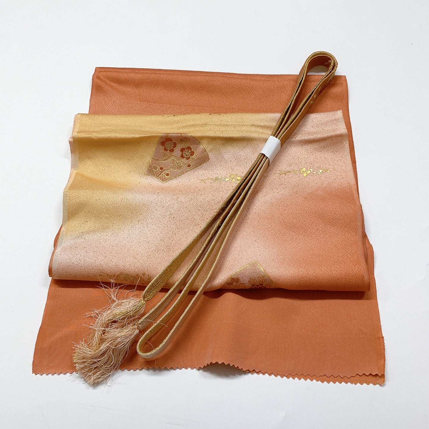 8062# Japanese Kimono Accessory Vintage Obiage and Obijime 2-piece Set Silk