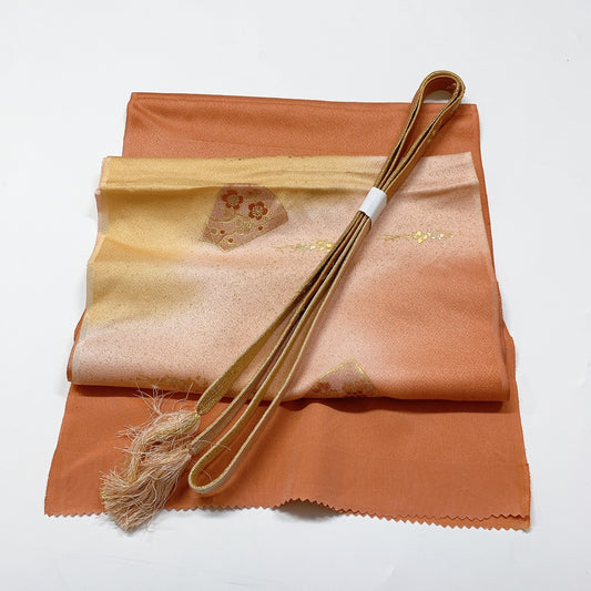 8062# Japanese Kimono Accessory Vintage Obiage and Obijime 2-piece Set Silk