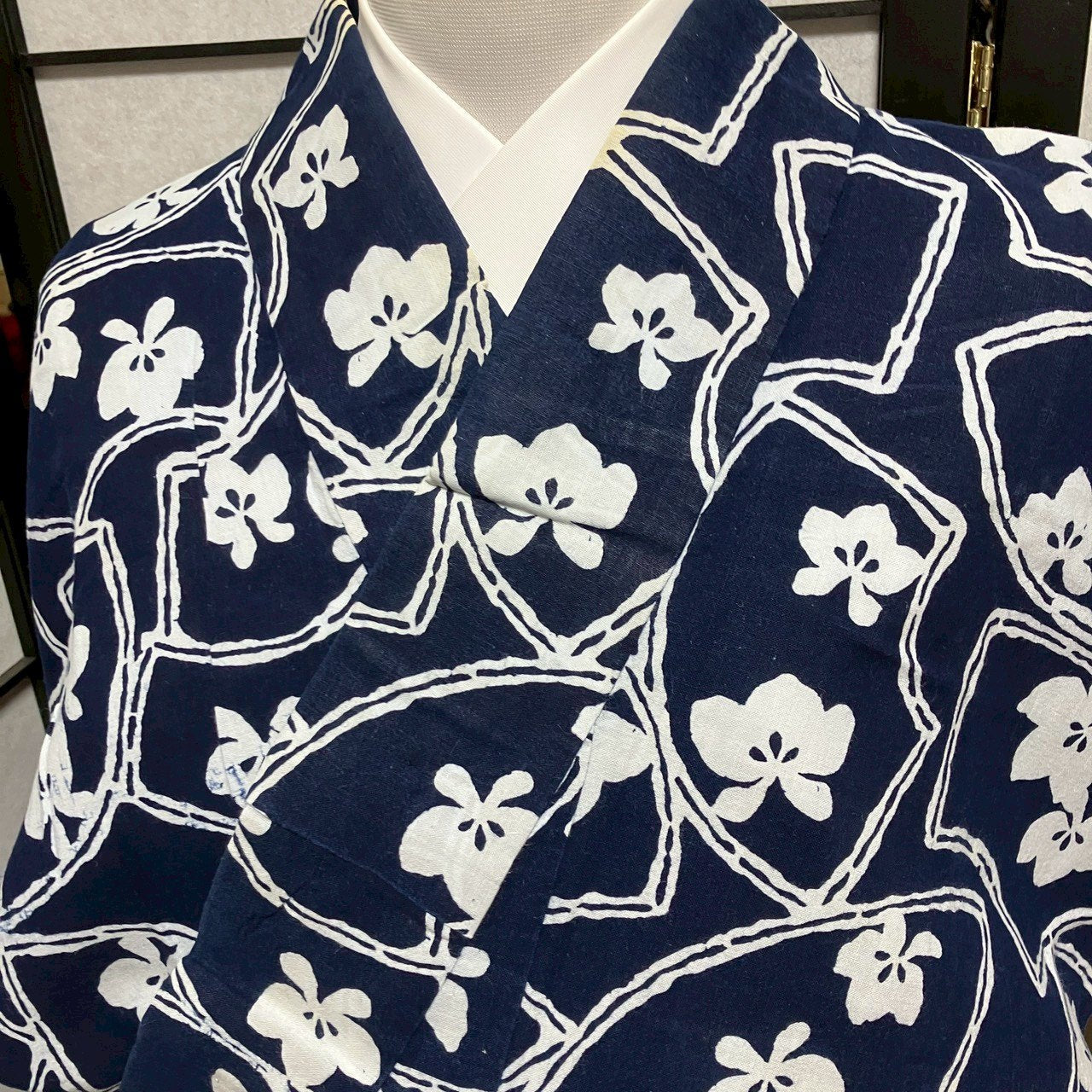 8752# Japanese Yukata Womens Vintage Fabric Cotton Robe Kimono Traditional