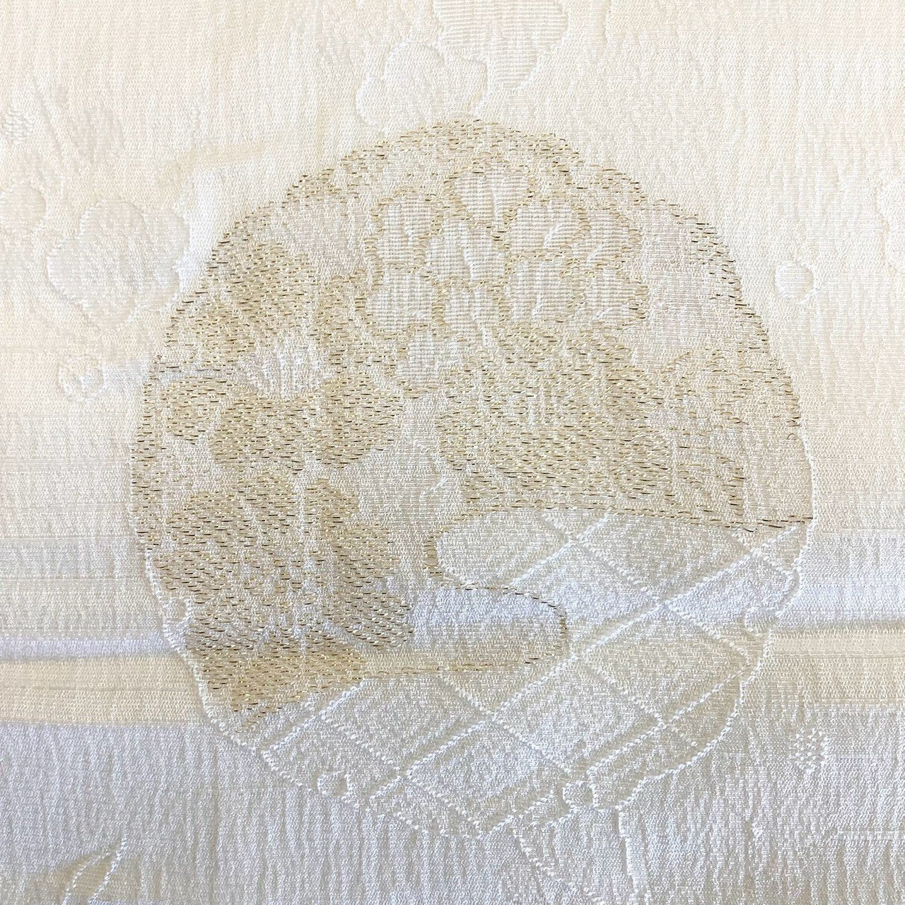 ［9191］帯締め 帯揚げ セット 草花雪輪文様 金銀糸 正絹 着物 帯絞め