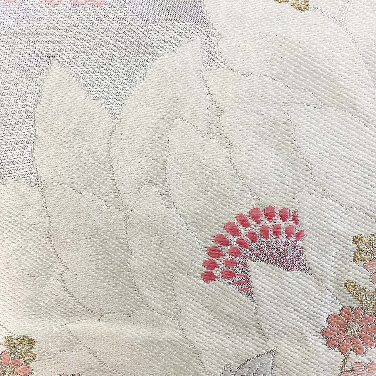［8877］袋帯 草花文様 刺繍 銀糸 六通 正絹 着物 フォーマル