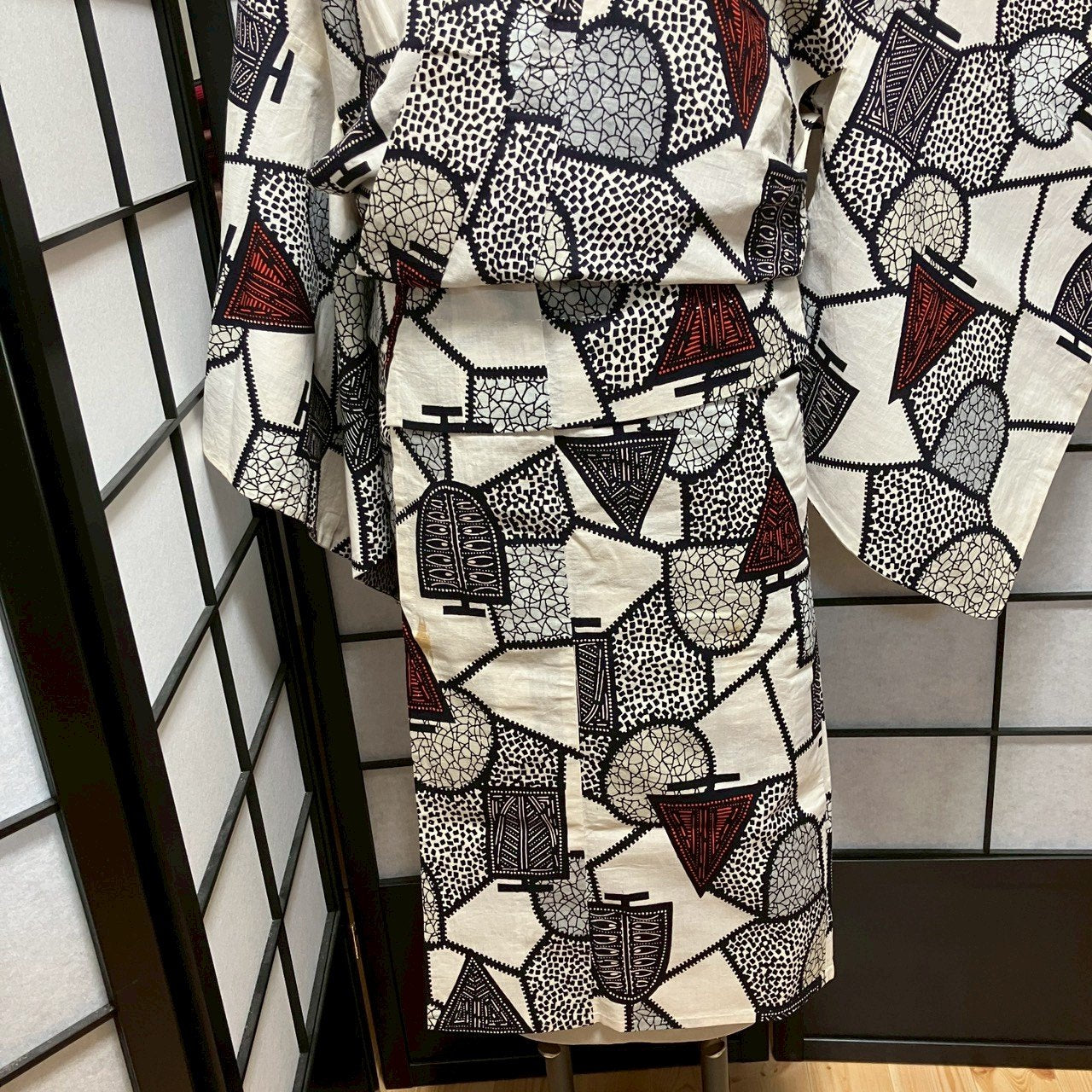 8779# Japanese Yukata Womens Vintage Fabric Cotton Robe Kimono Traditional