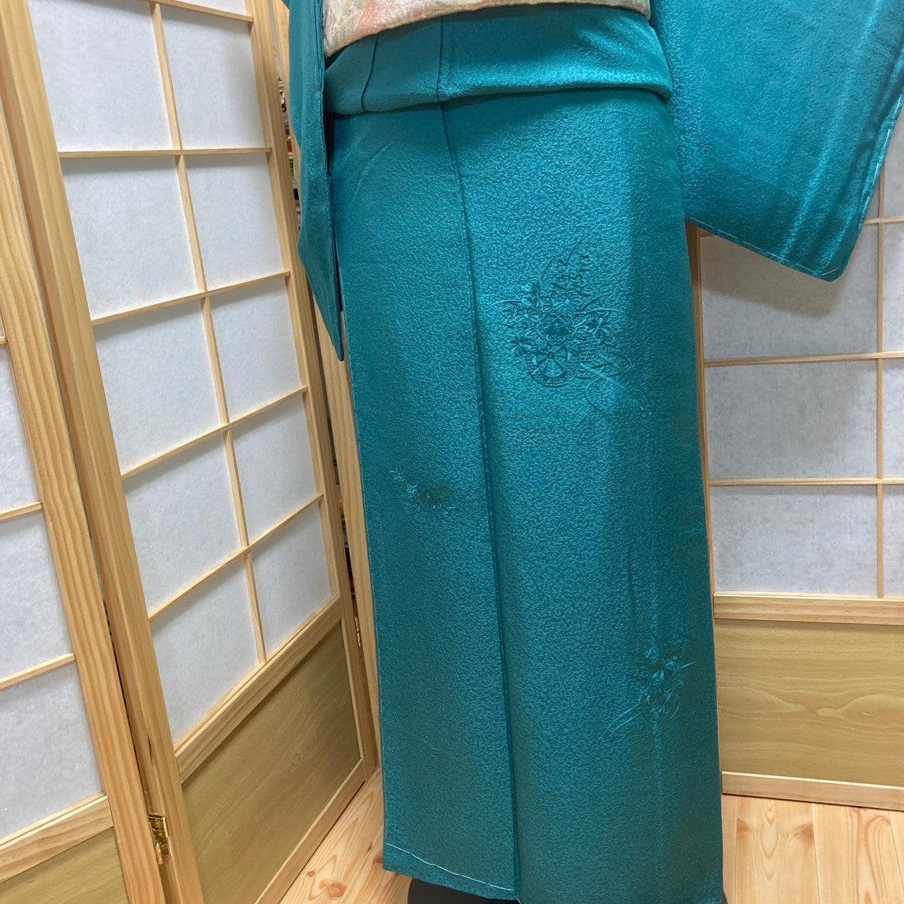 2878# Japanese Kimono Vintage Womens Silk Fabric Robe Kimono only sold Unused