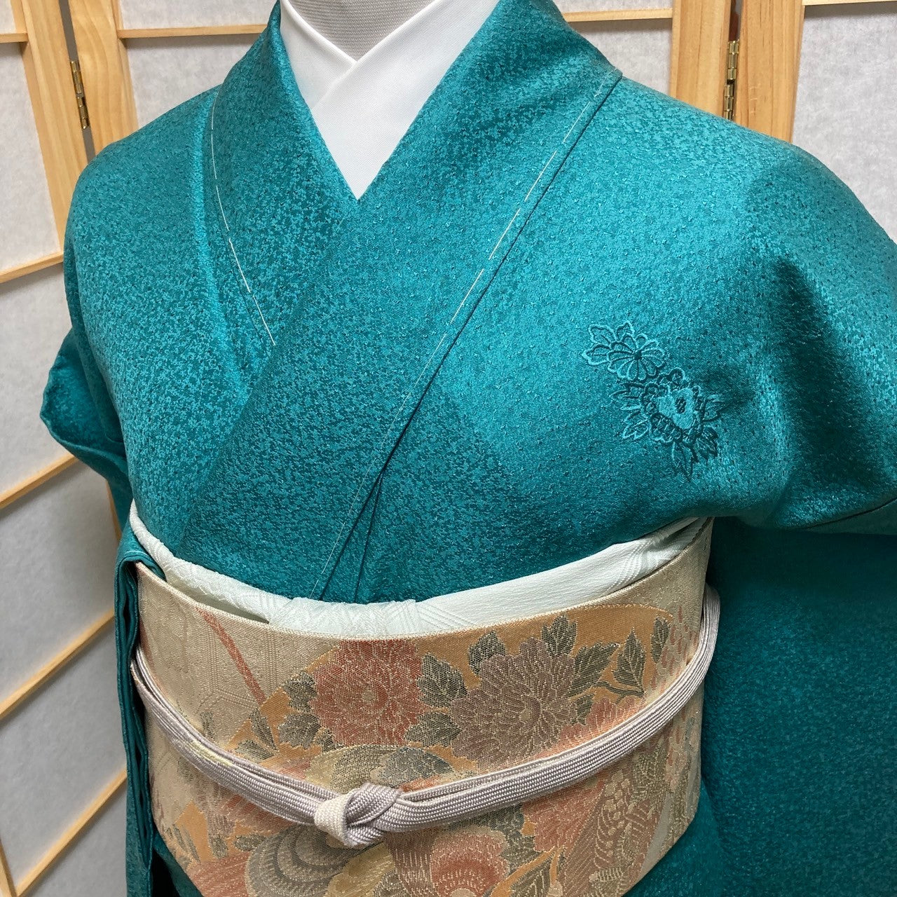 2878# Japanese Kimono Vintage Womens Silk Fabric Robe Kimono only sold Unused