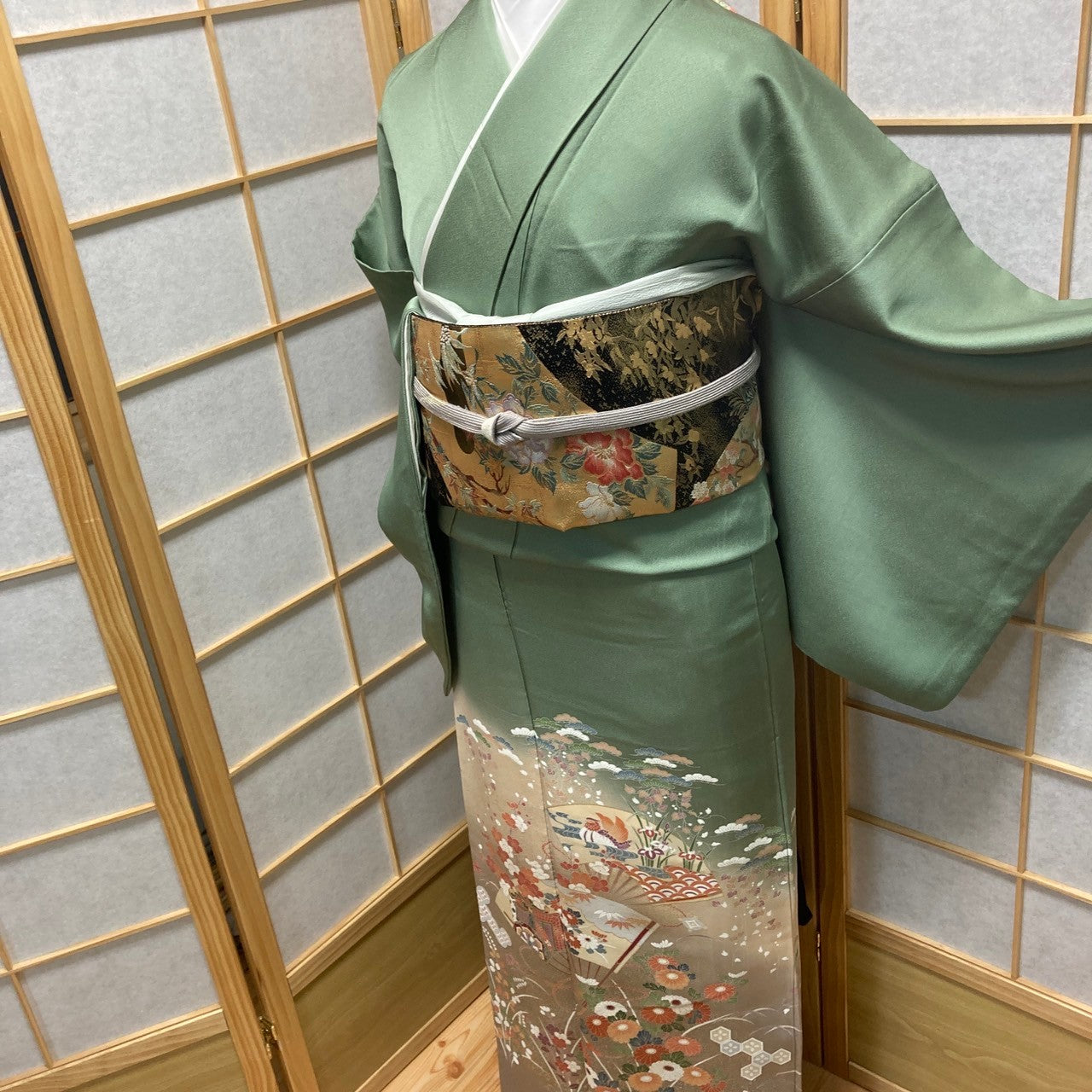 2879# Japanese Tomesode Kimono Vintage Womens Silk Fabric Robe Kimono only sold