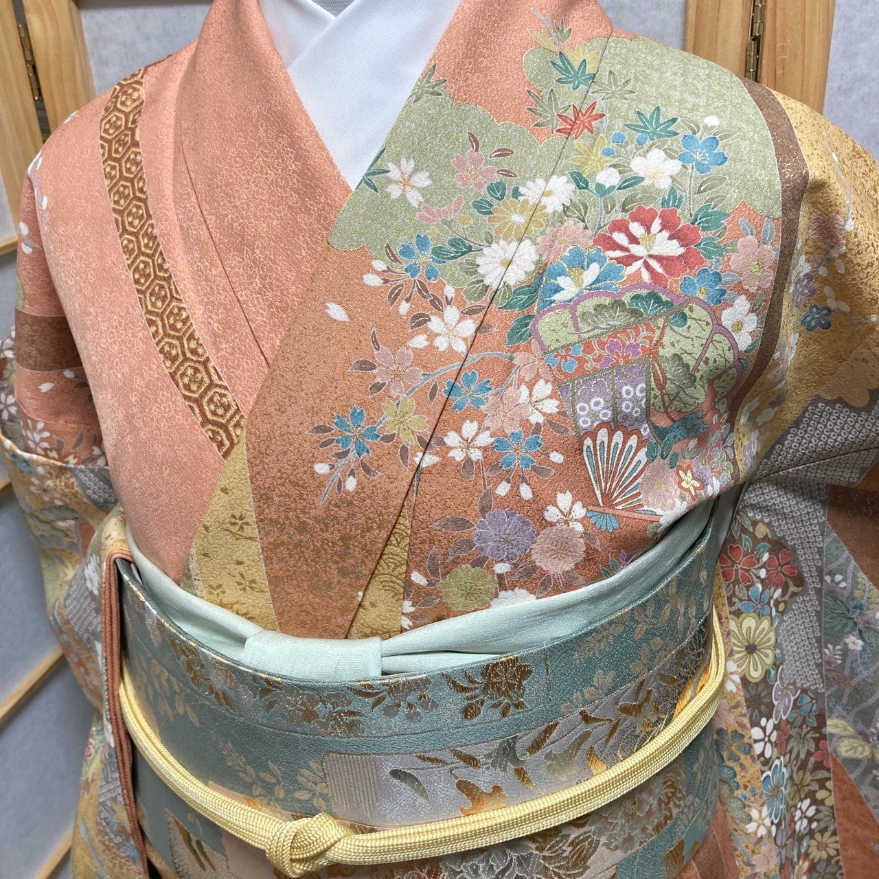2862# Japanese Kimono Vintage Womens Silk Fabric Robe Kimono only sold