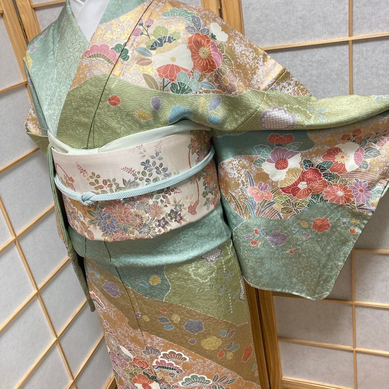 2856# Japanese Kimono Vintage Womens Silk Fabric Robe Kimono only sold