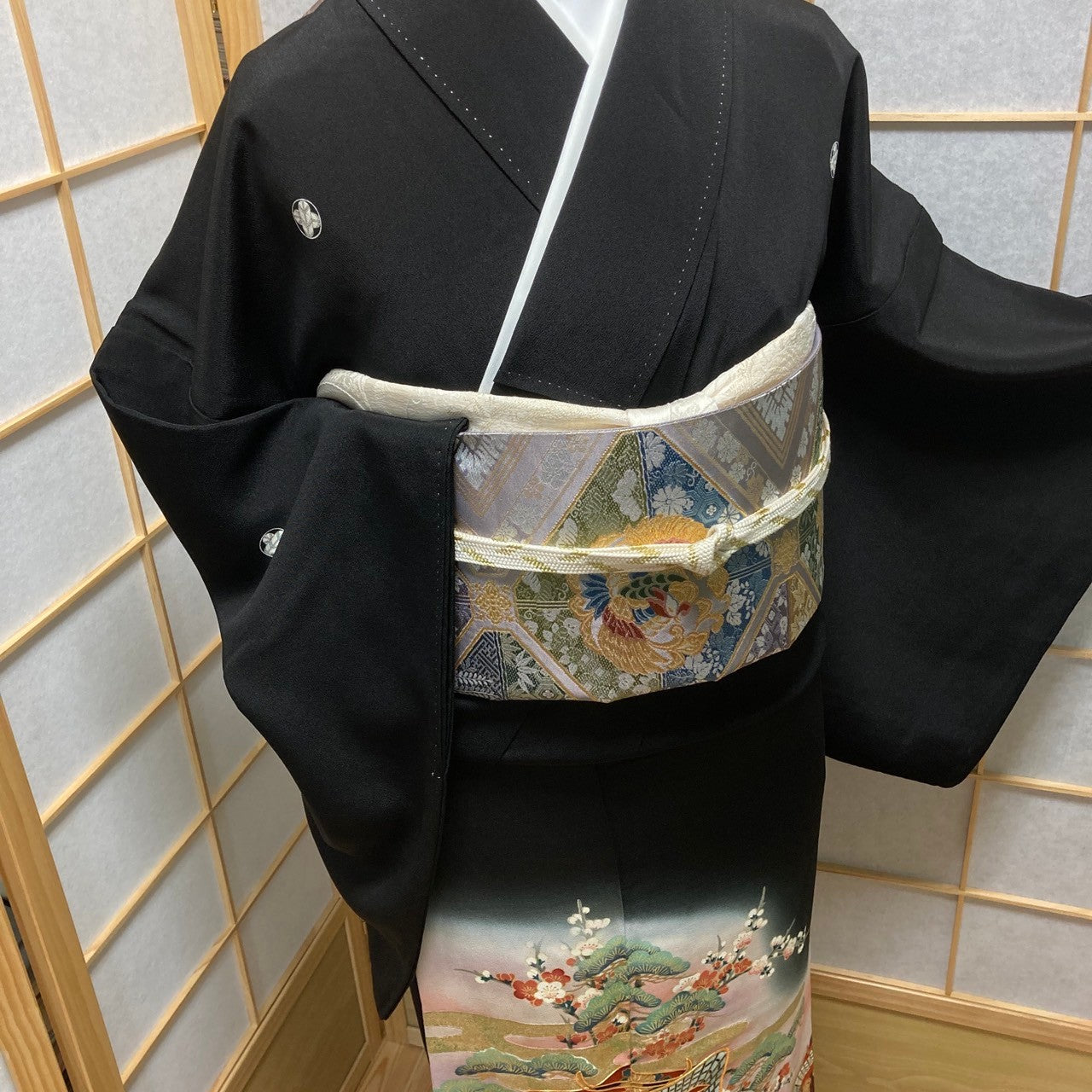 2864# Japanese Tomesode Kimono Vintage Womens Silk Fabric Robe Kimono only sold