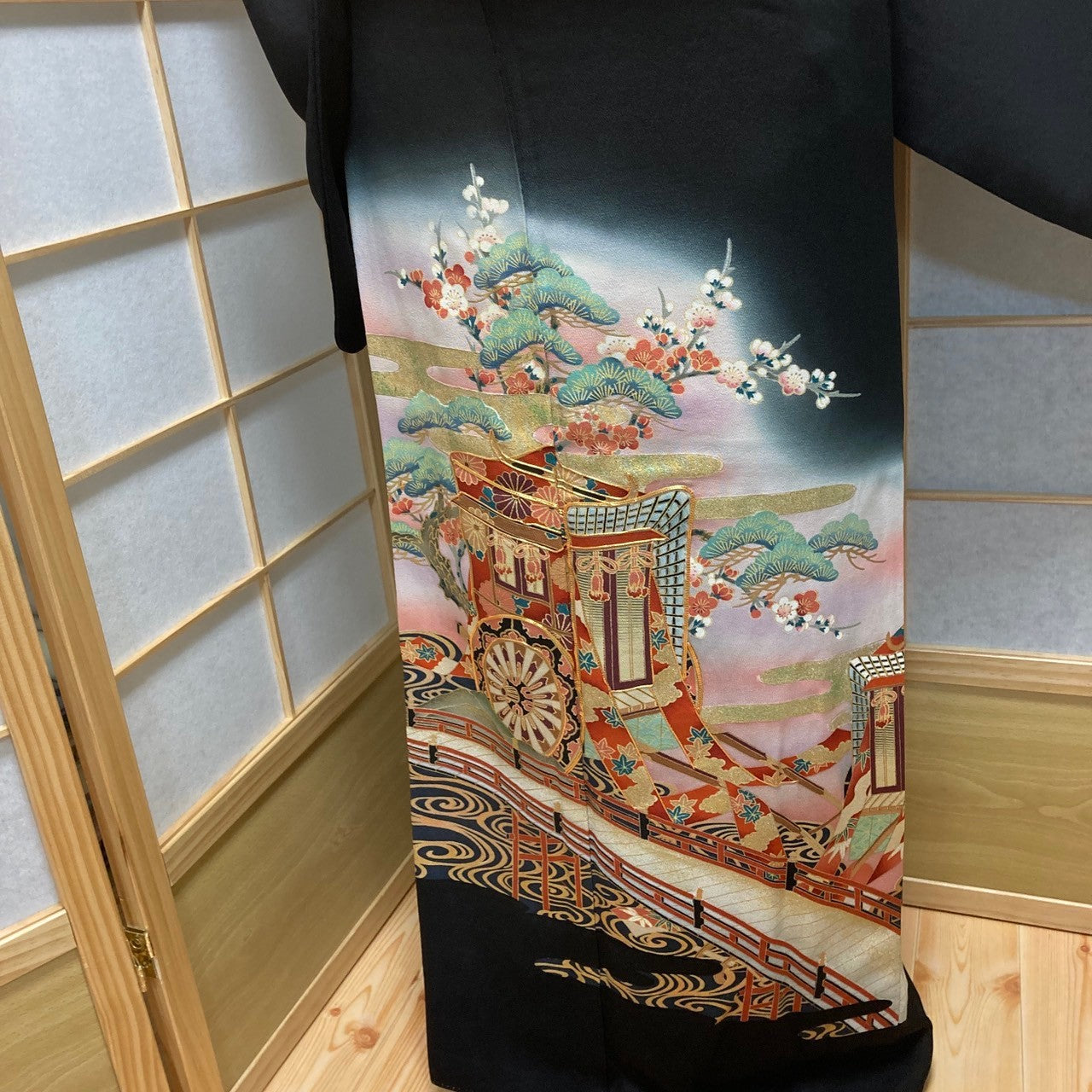 2864# Japanese Tomesode Kimono Vintage Womens Silk Fabric Robe Kimono only sold