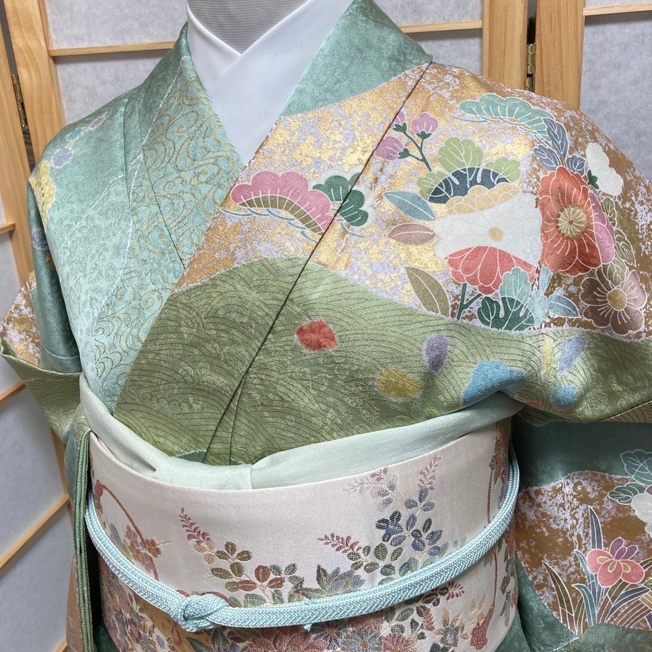 2856# Japanese Kimono Vintage Womens Silk Fabric Robe Kimono only sold
