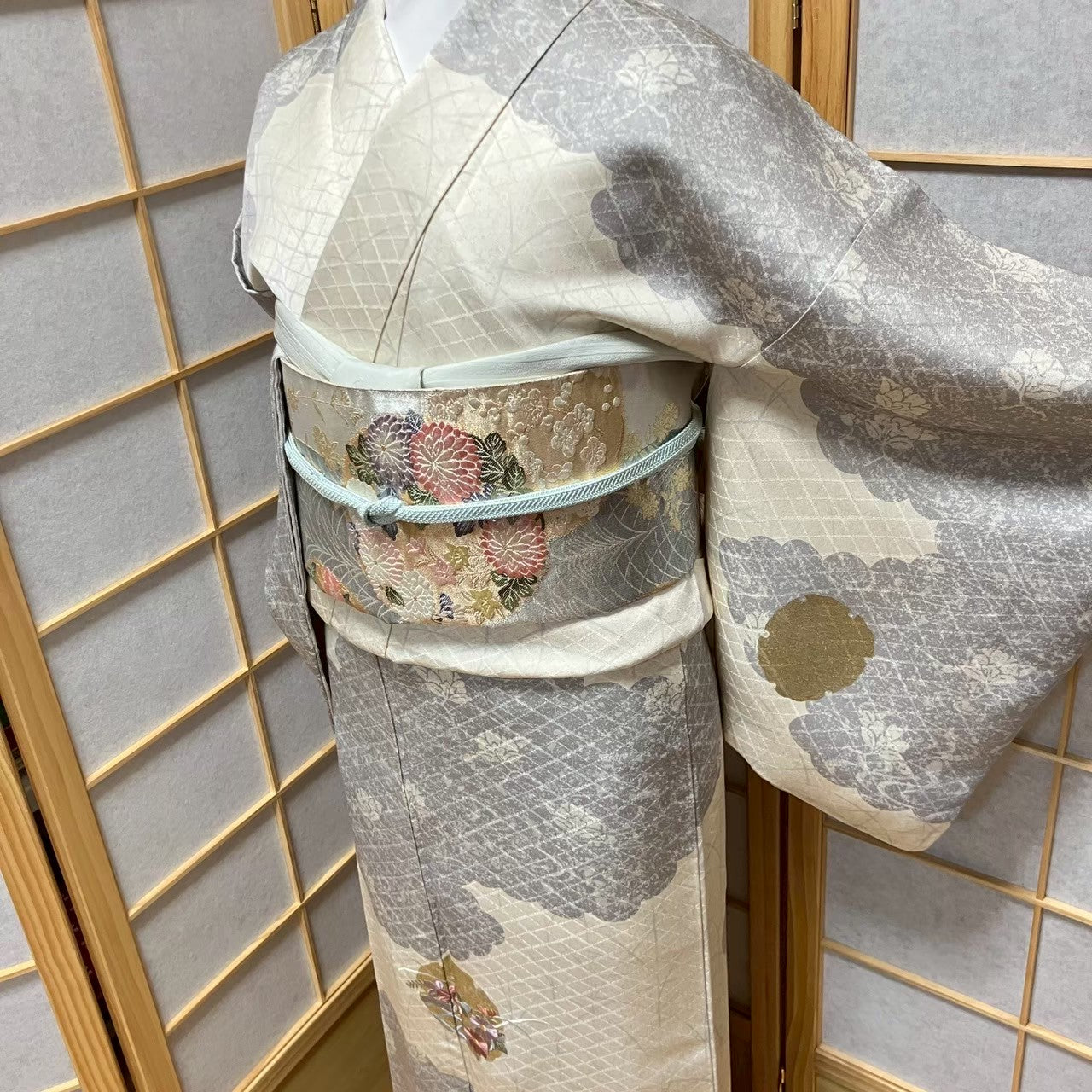 4353# Japanese Kimono Vintage Womens Silk Fabric Robe Kimono only sold