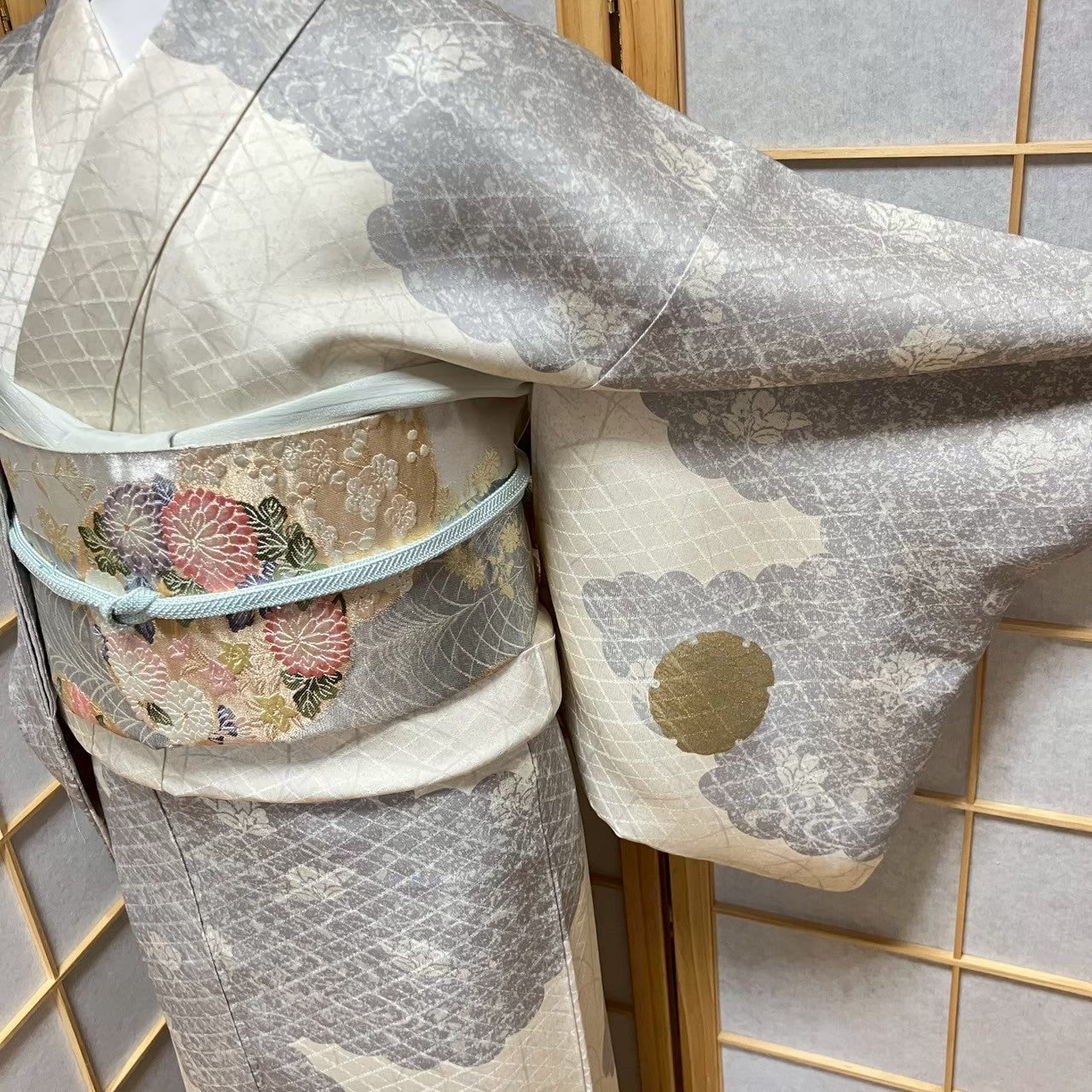 4353# Japanese Kimono Vintage Womens Silk Fabric Robe Kimono only sold