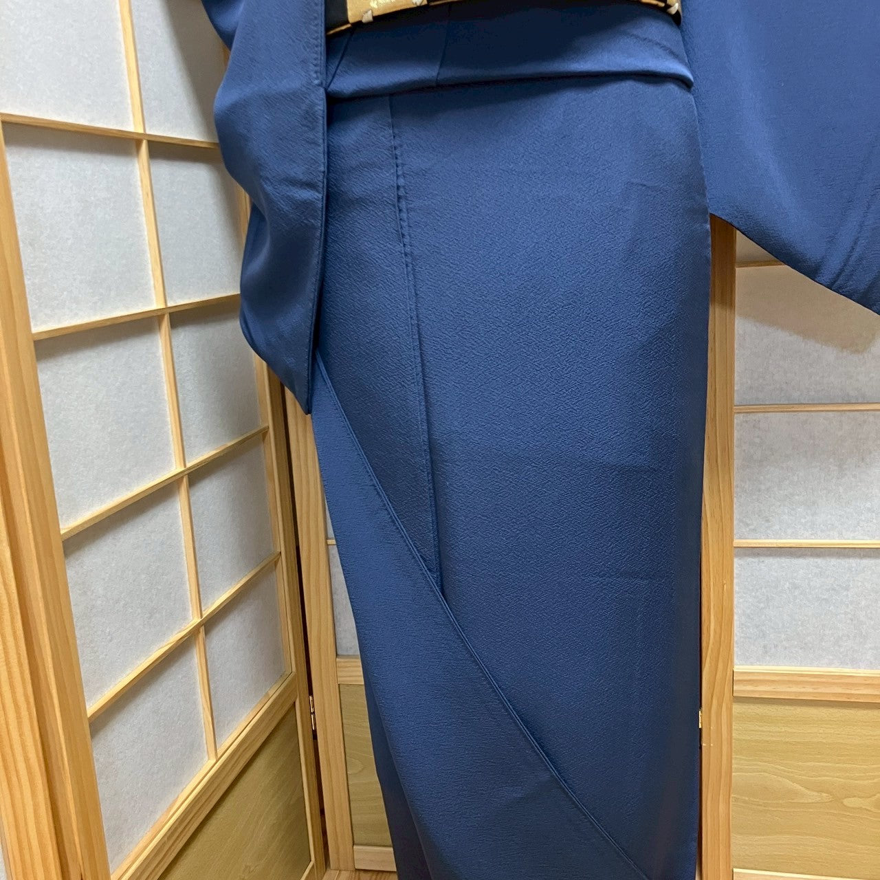 5815# Japanese Kimono Vintage Womens Silk Fabric Robe Kimono only sold Blue