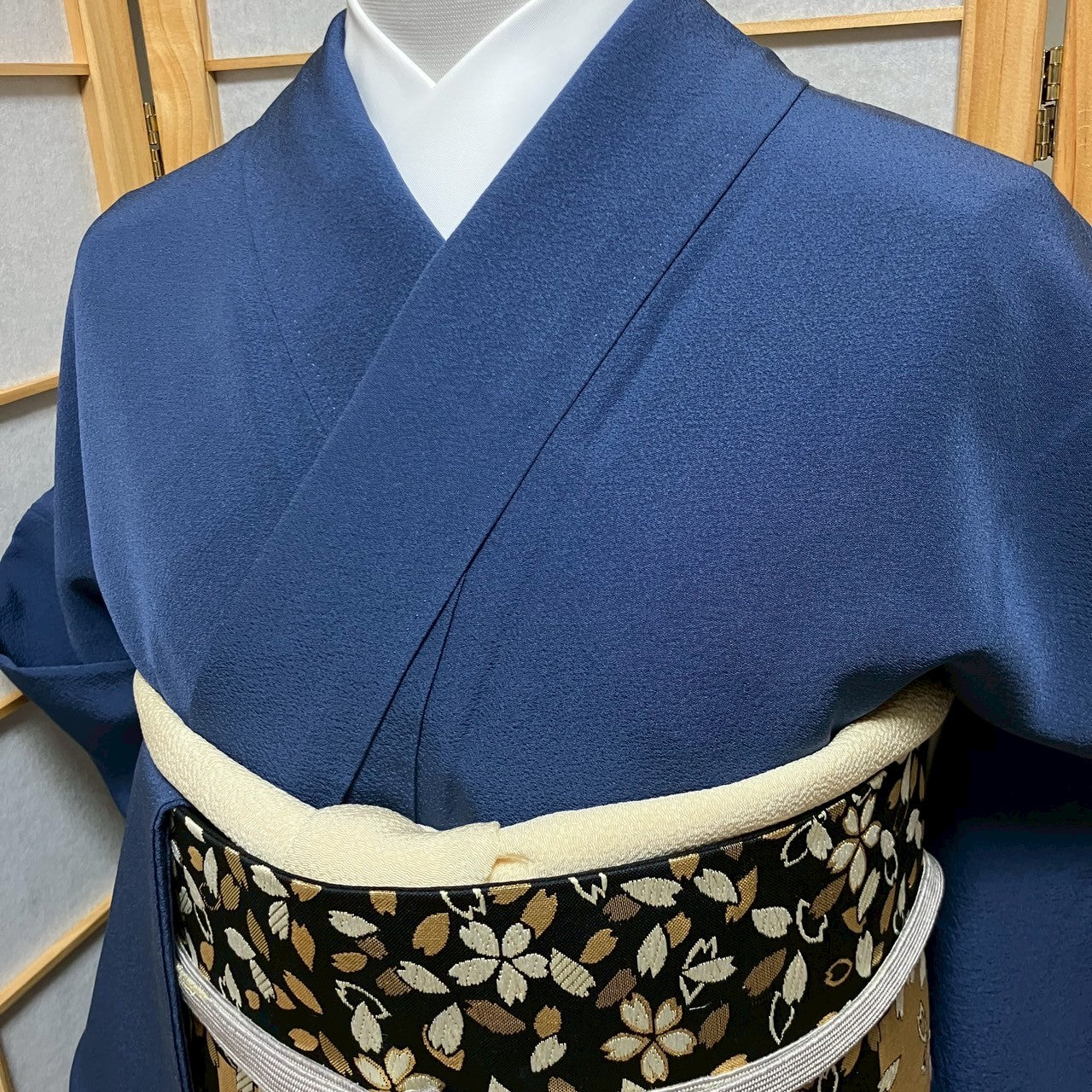 5815# Japanese Kimono Vintage Womens Silk Fabric Robe Kimono only sold Blue