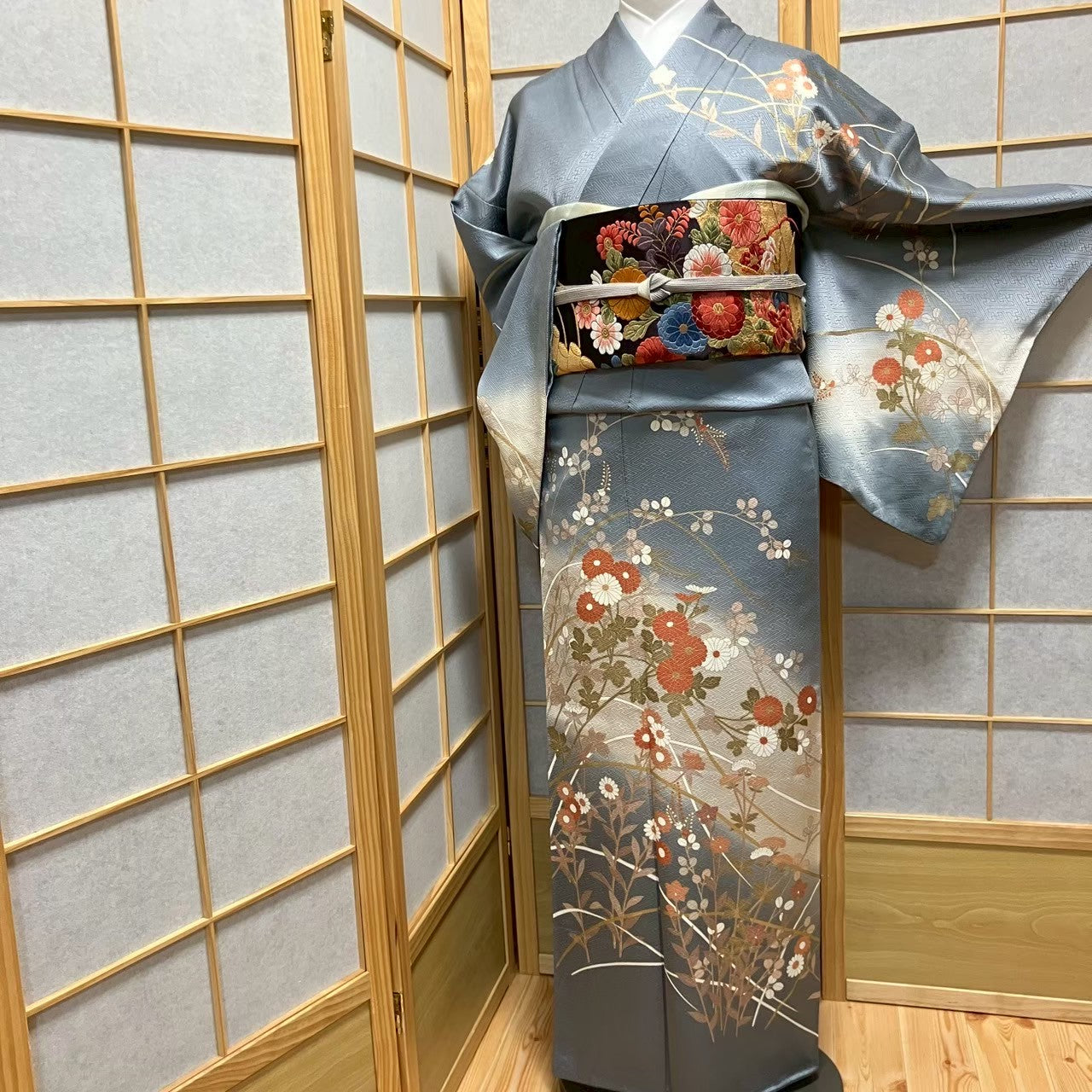 5800# Japanese Kimono Vintage Womens Silk Fabric Robe Kimono only sold