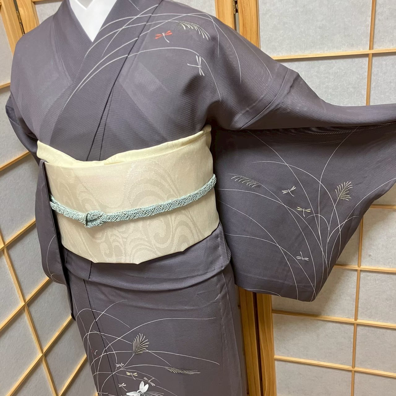 5807# Japanese Kimono Vintage Womens Silk Fabric Robe Kimono only sold Summer