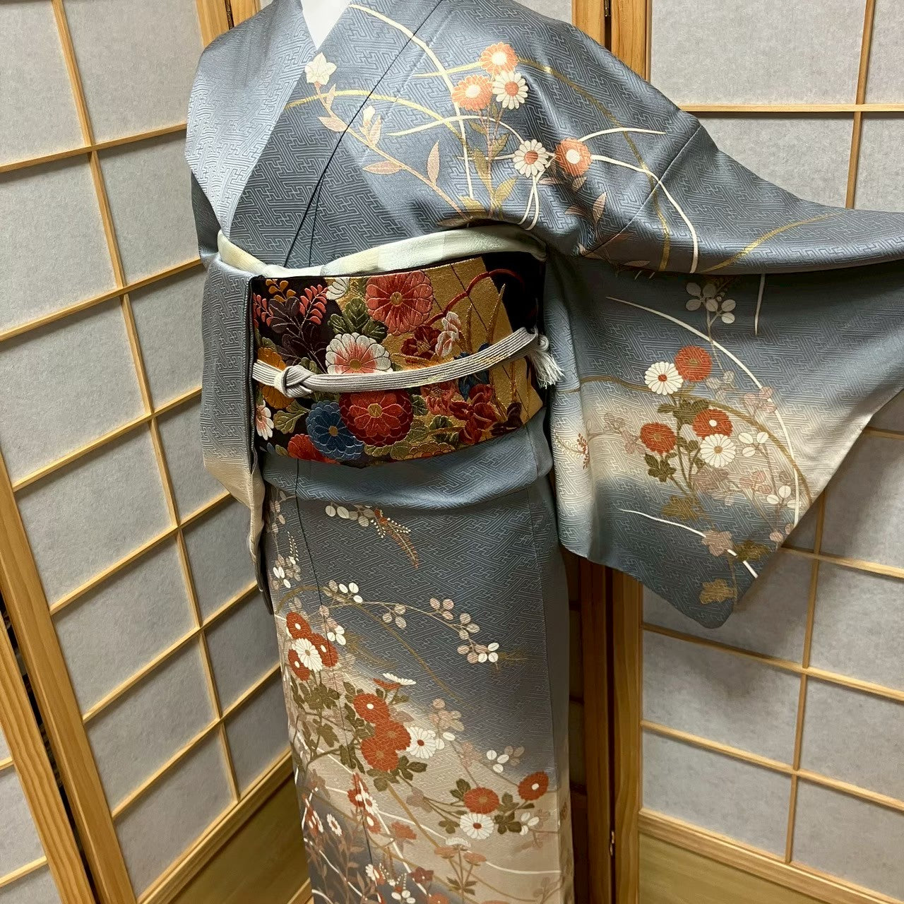 5800# Japanese Kimono Vintage Womens Silk Fabric Robe Kimono only sold