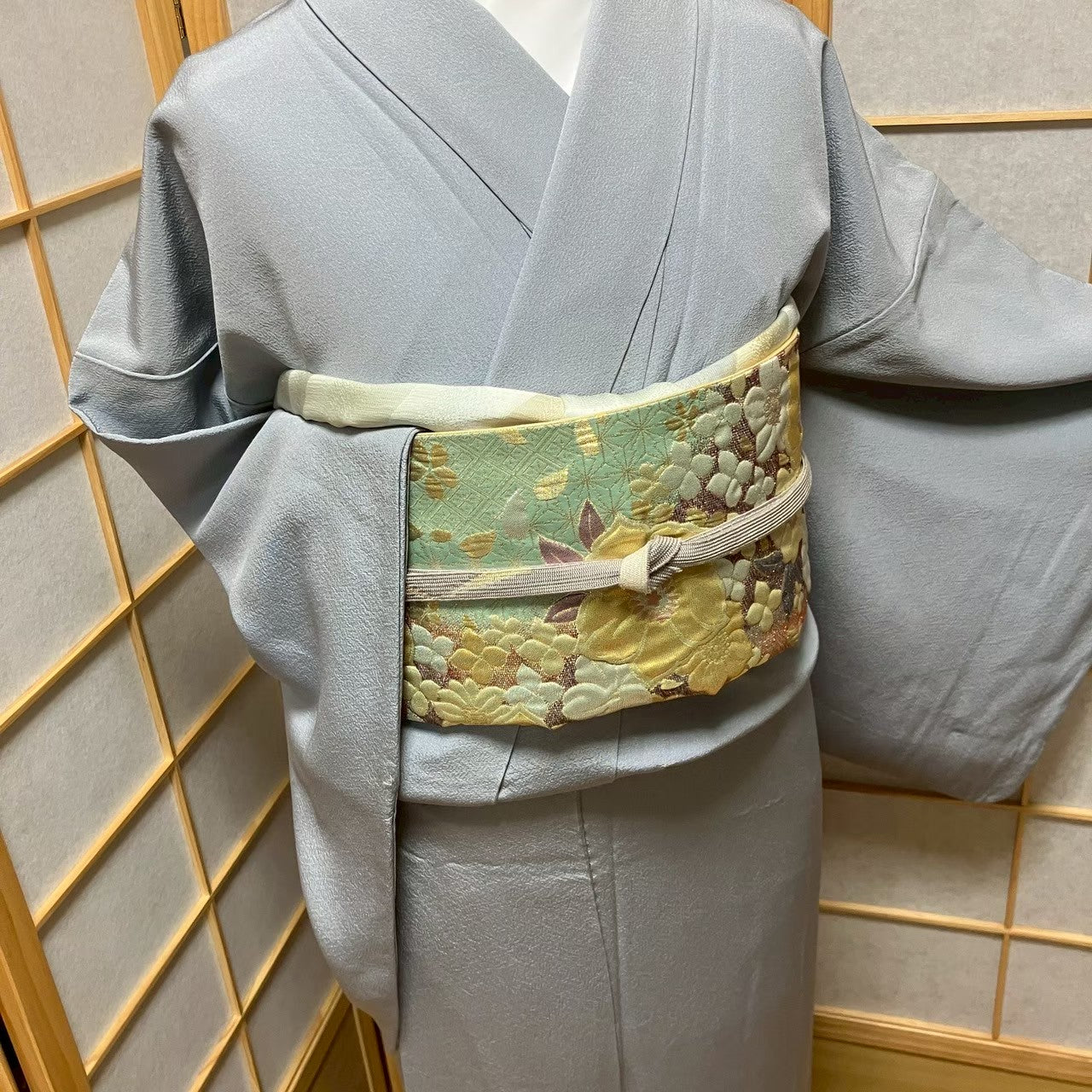 5808# Japanese Kimono Vintage Womens Silk Fabric Robe Kimono only sold
