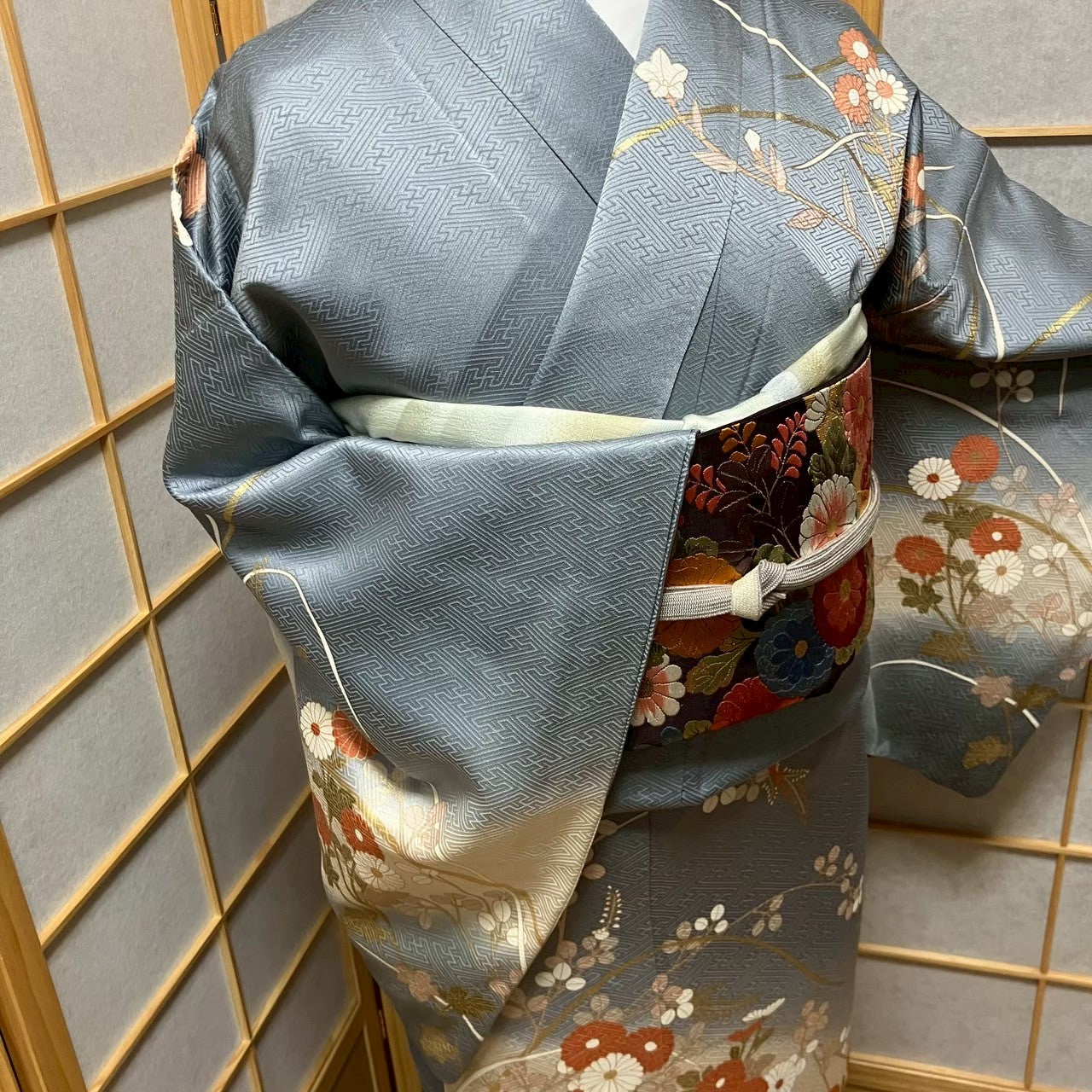 5800# Japanese Kimono Vintage Womens Silk Fabric Robe Kimono only sold