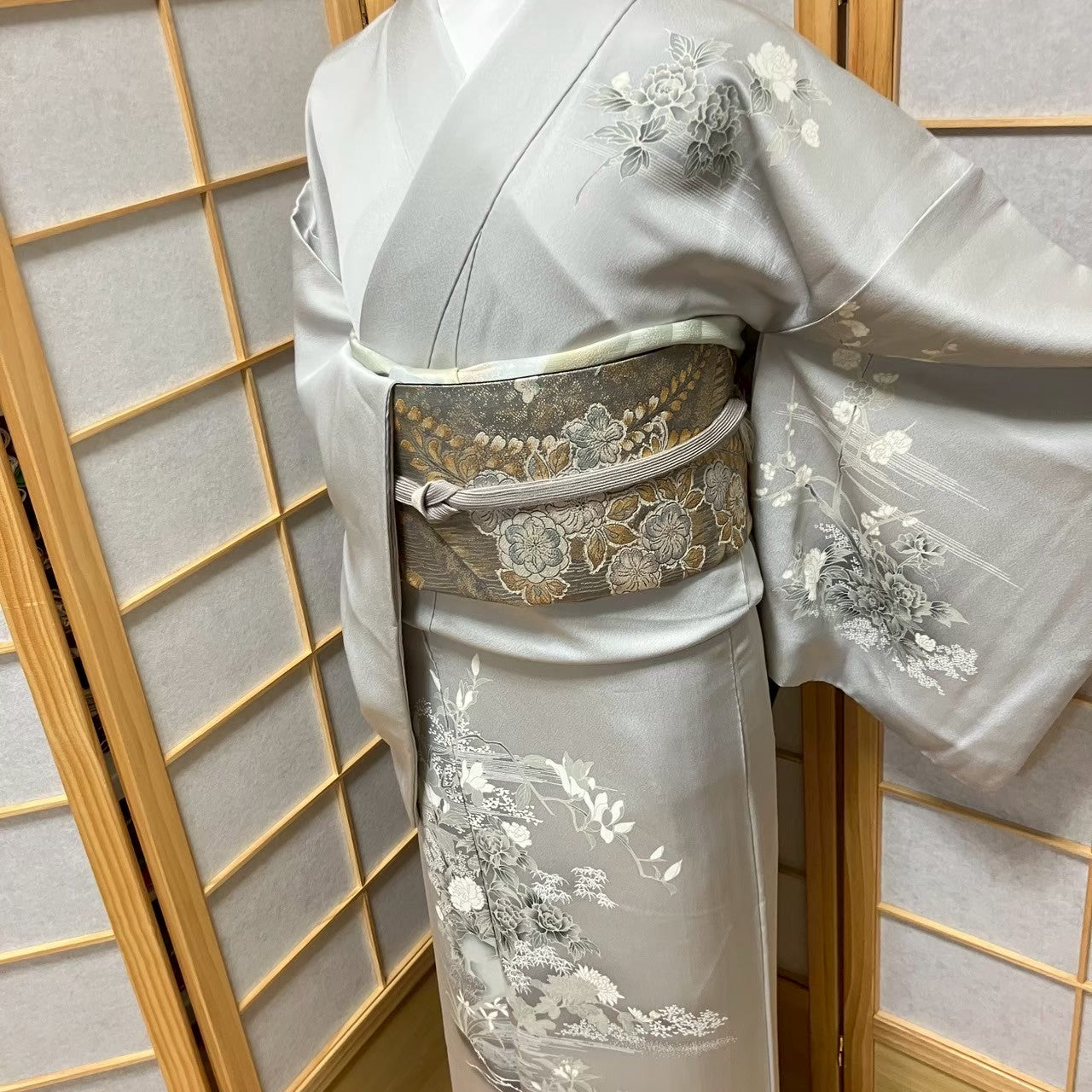 5809# Japanese Kimono Vintage Womens Silk Fabric Robe Kimono only sold