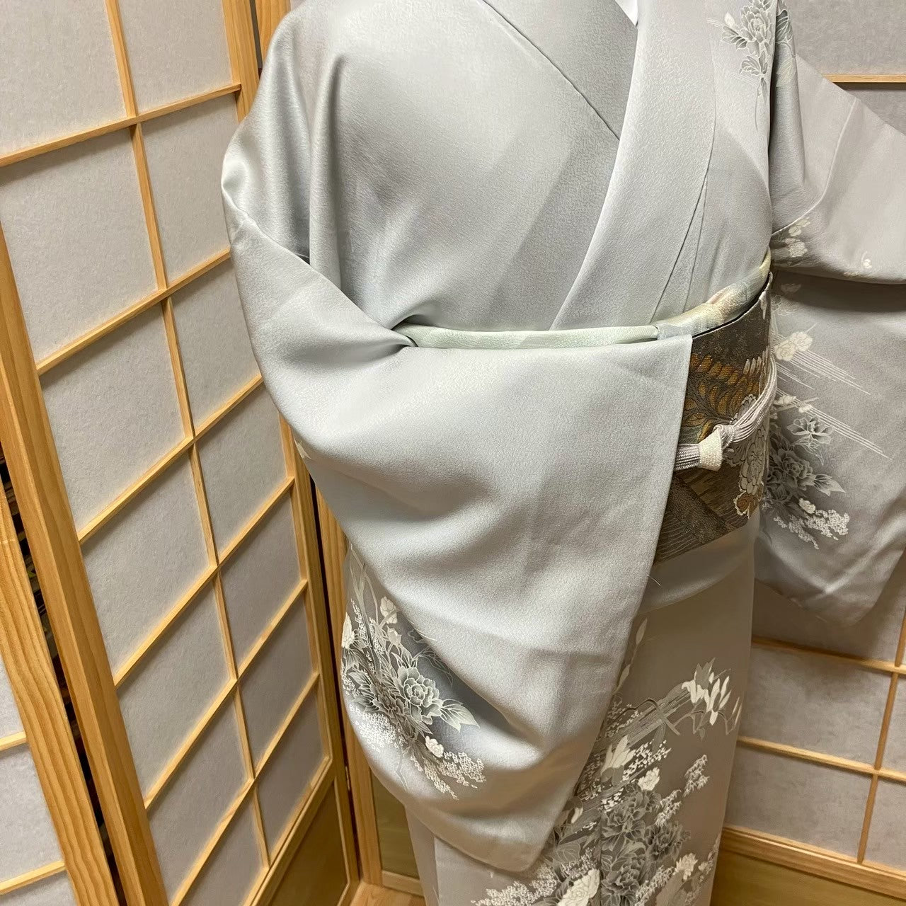 5809# Japanese Kimono Vintage Womens Silk Fabric Robe Kimono only sold