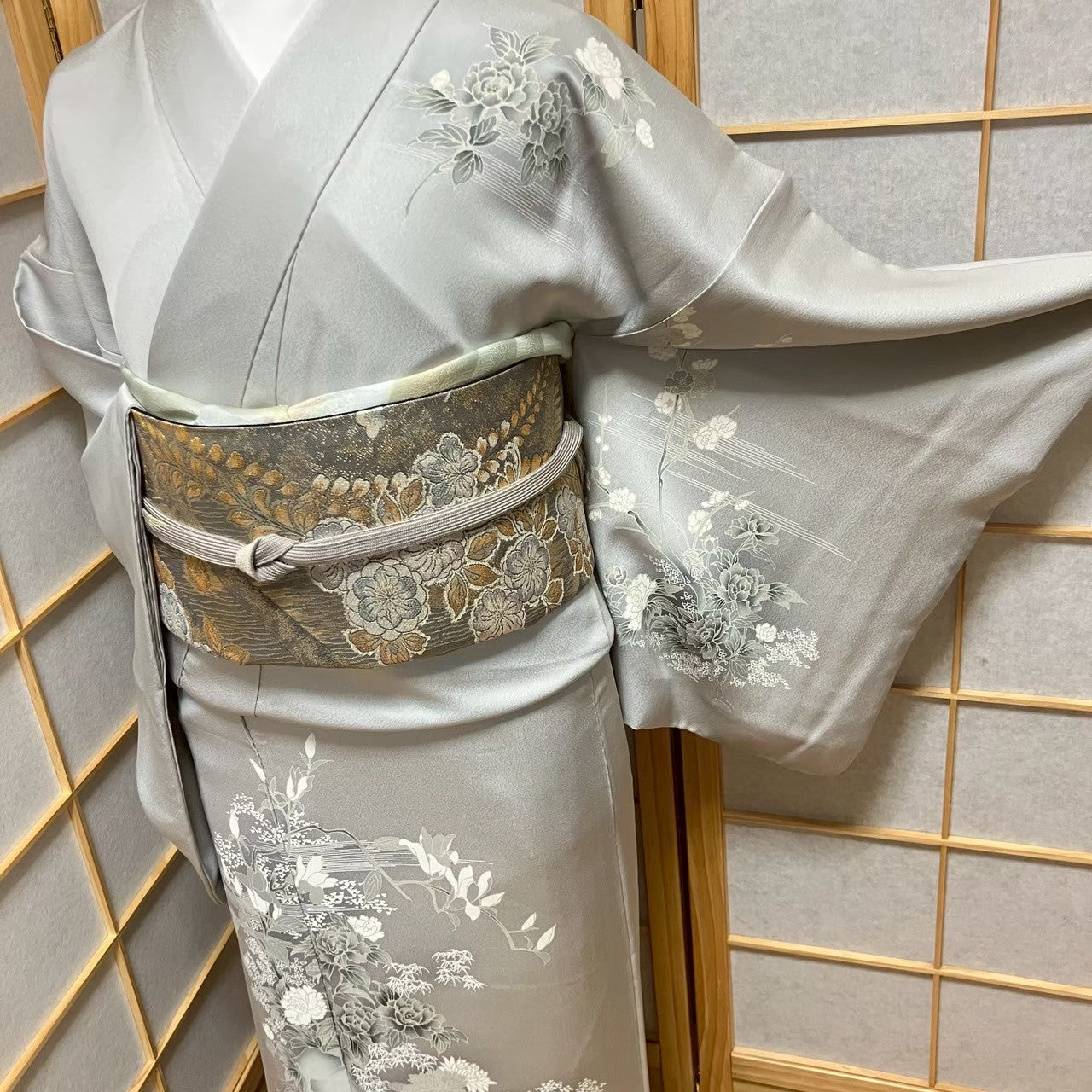 5809# Japanese Kimono Vintage Womens Silk Fabric Robe Kimono only sold