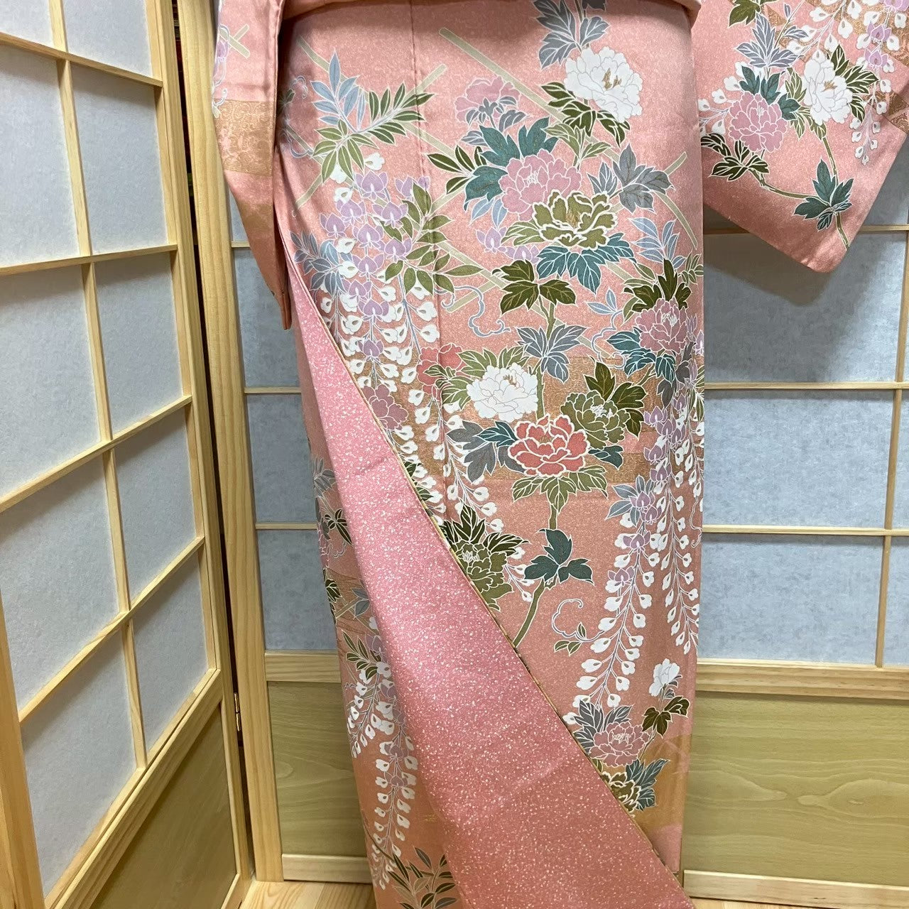 5810# Japanese Kimono Vintage Womens Silk Fabric Robe Kimono only sold Pink